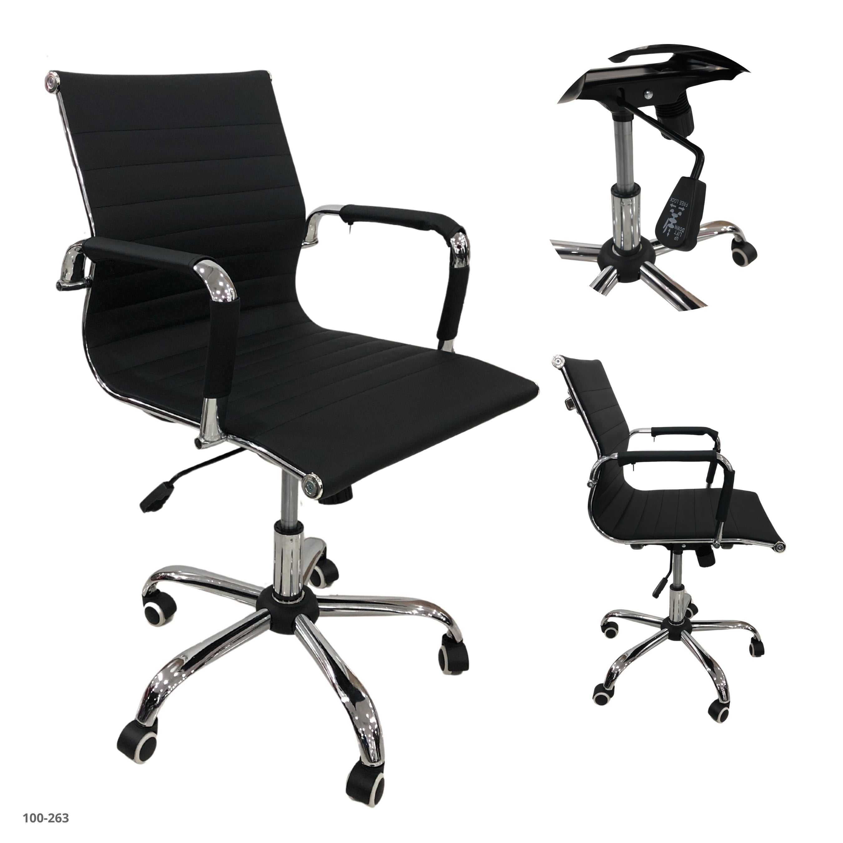 SILLA DE OFICINA NEGRO CUERINA