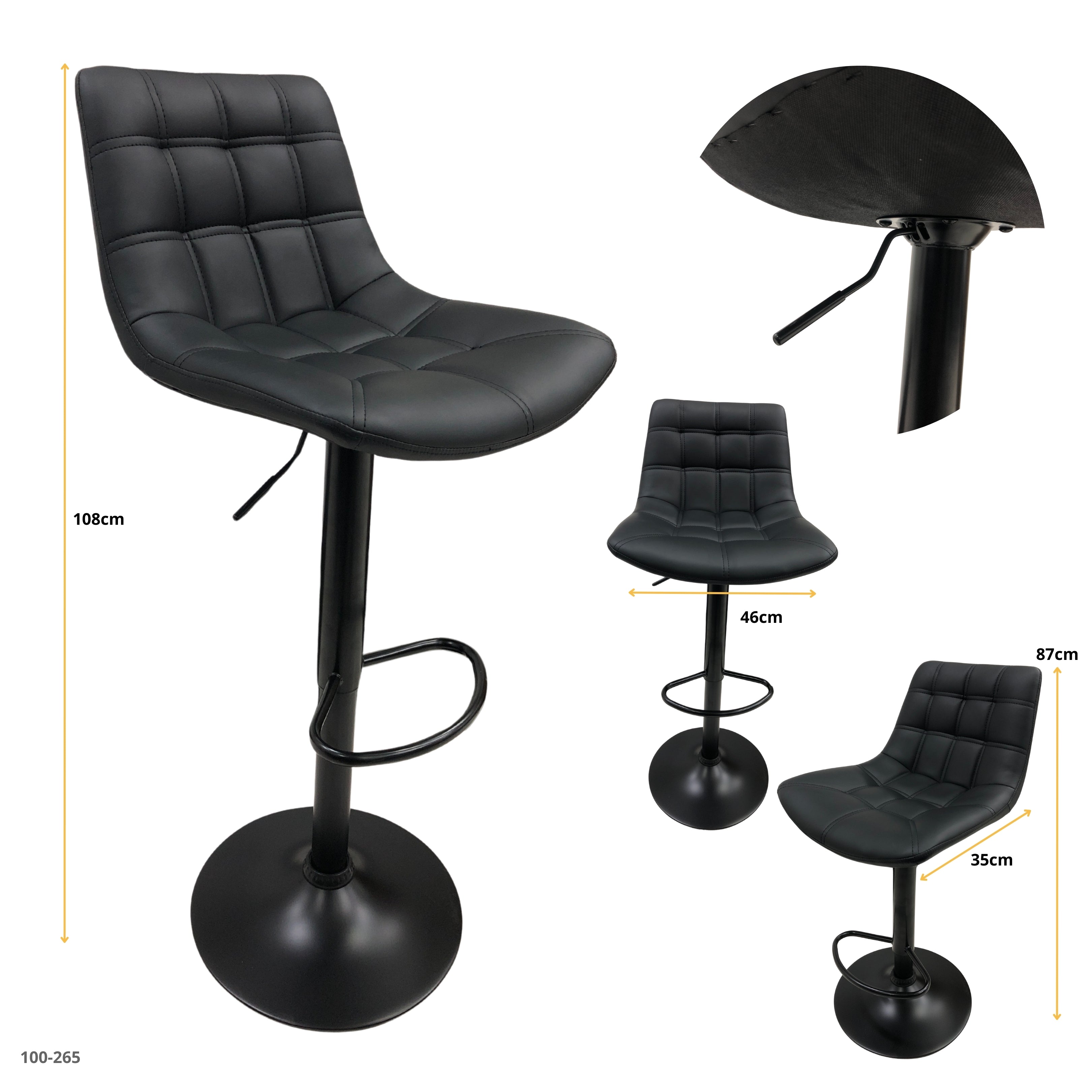 SILLA DE BAR CUERINA NEGRA/ BASE NEGRA