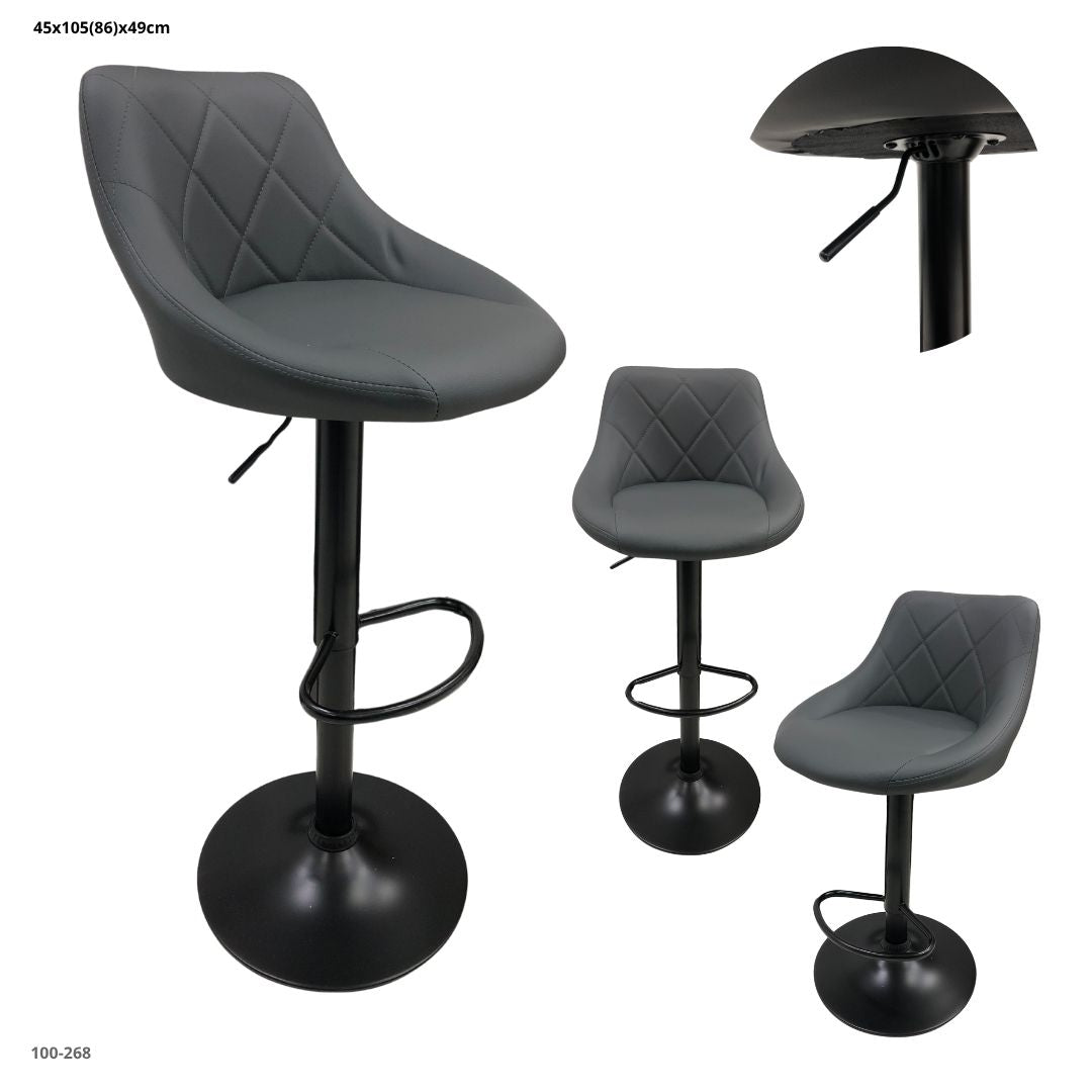 SILLA DE BAR GRIS/BASE NEGRA