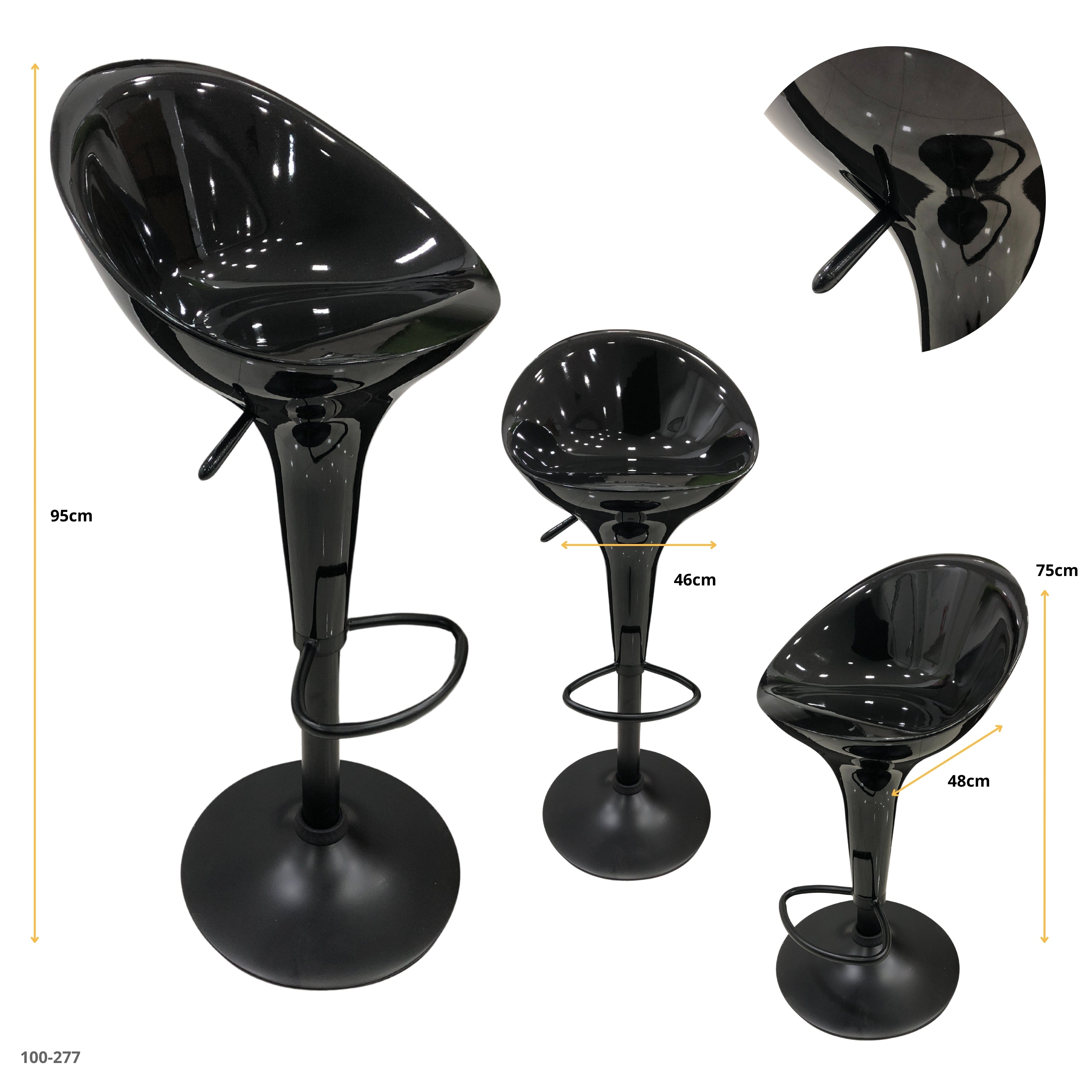 SILLA DE BAR NEGRA CON BASE NEGRA