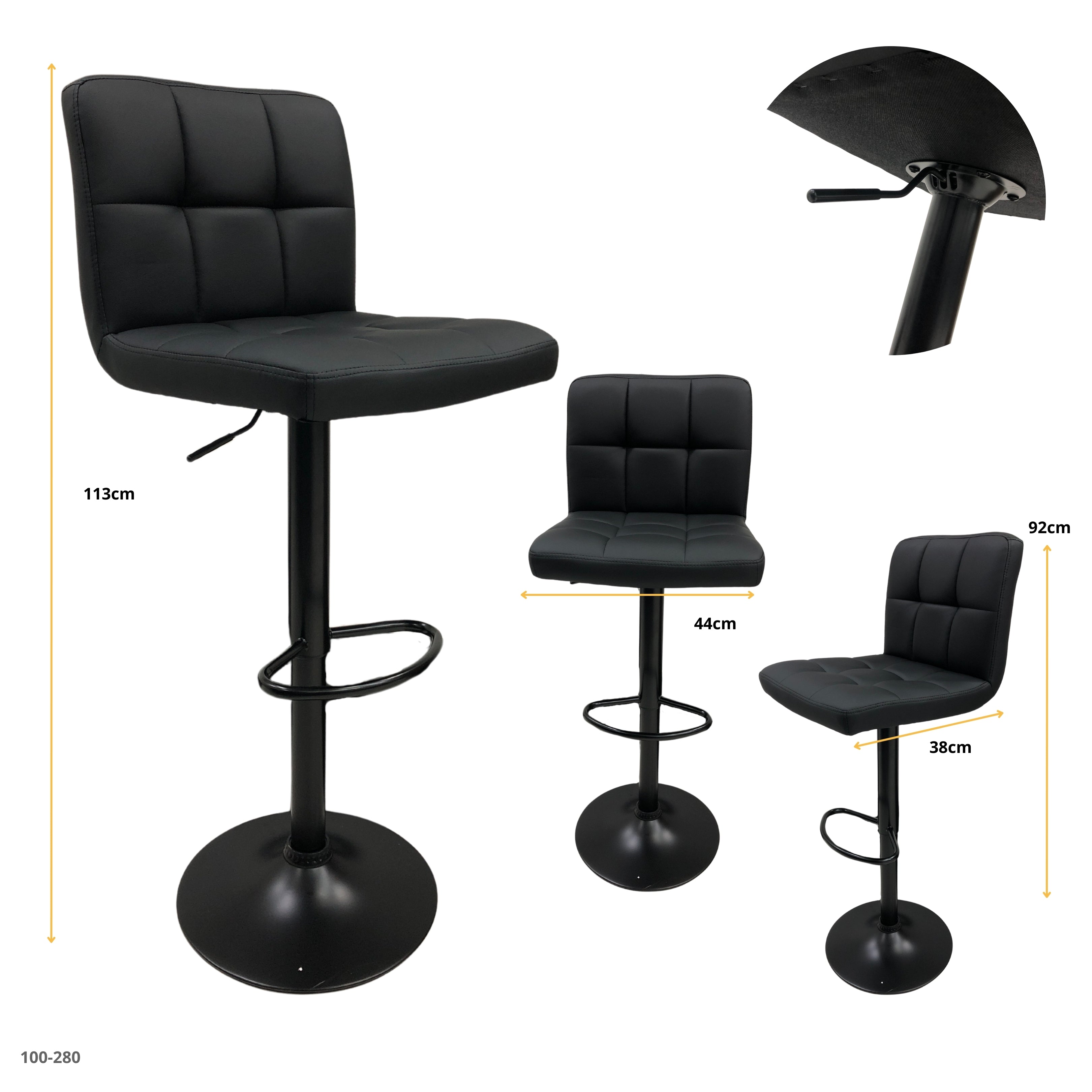 SILLA DE BAR CUERINA NEGRA /BASE NEGRA