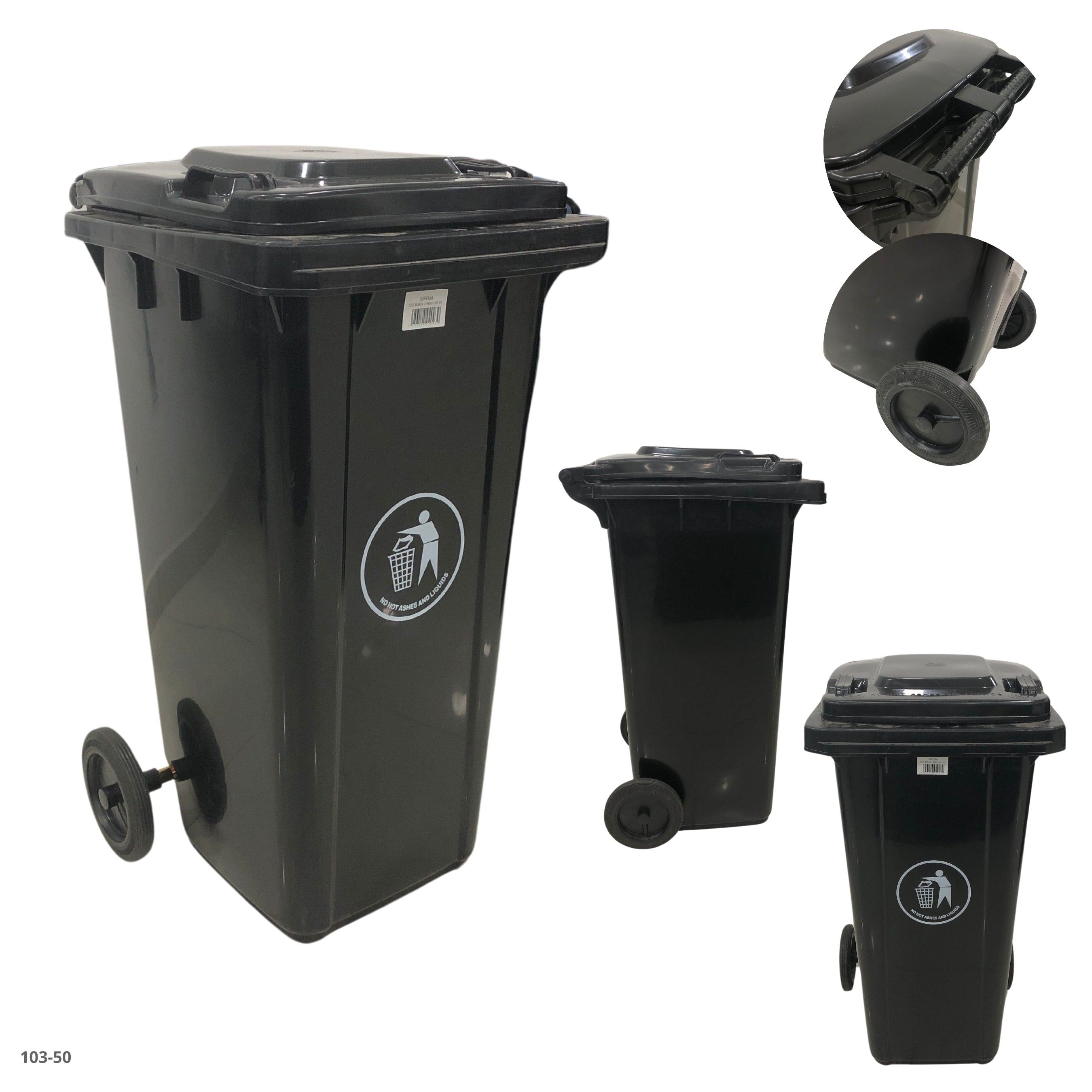 BASURERO 120L NEGRO CON LLANTAS 32 GAL