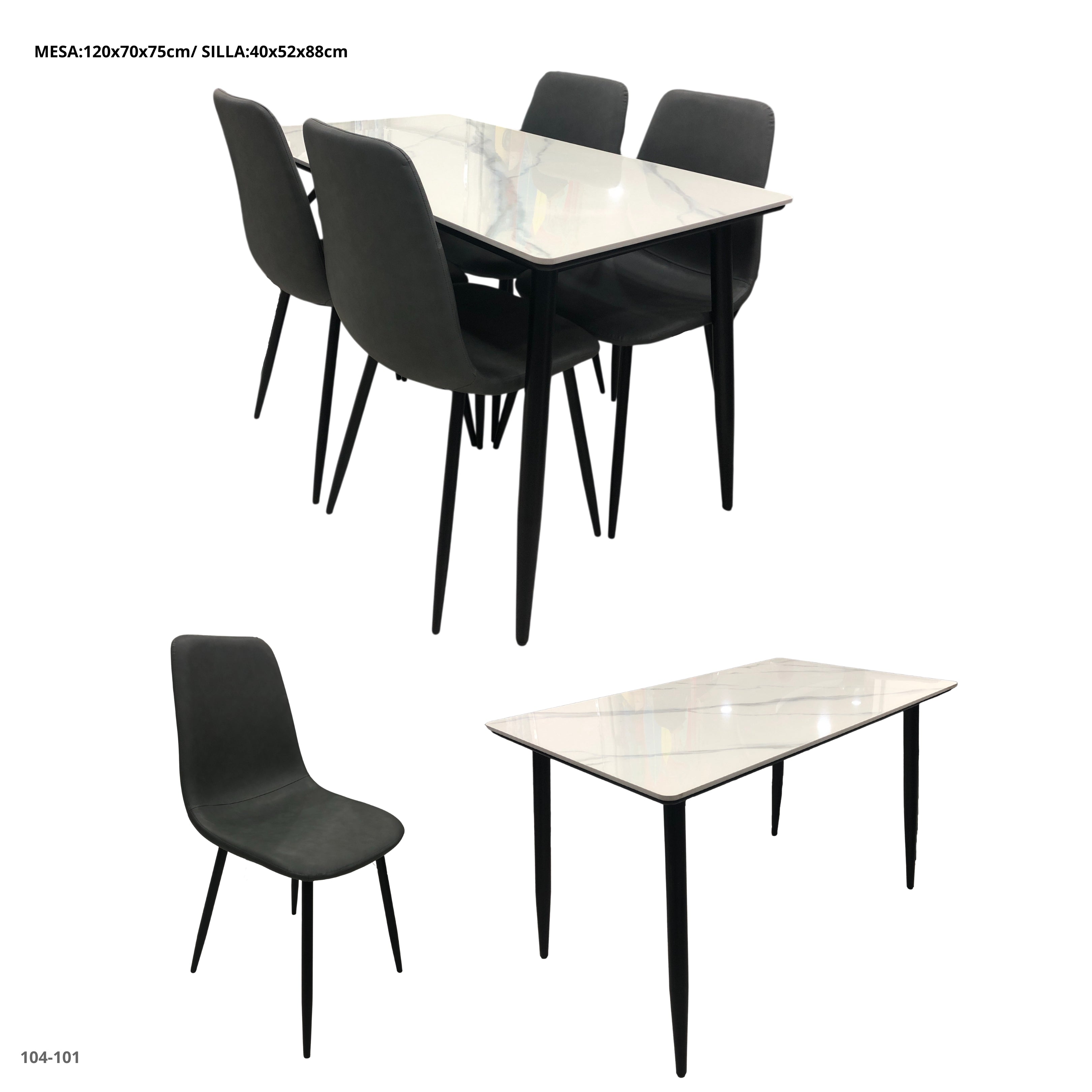 JGO COMEDOR GRIS 4 SILLAS