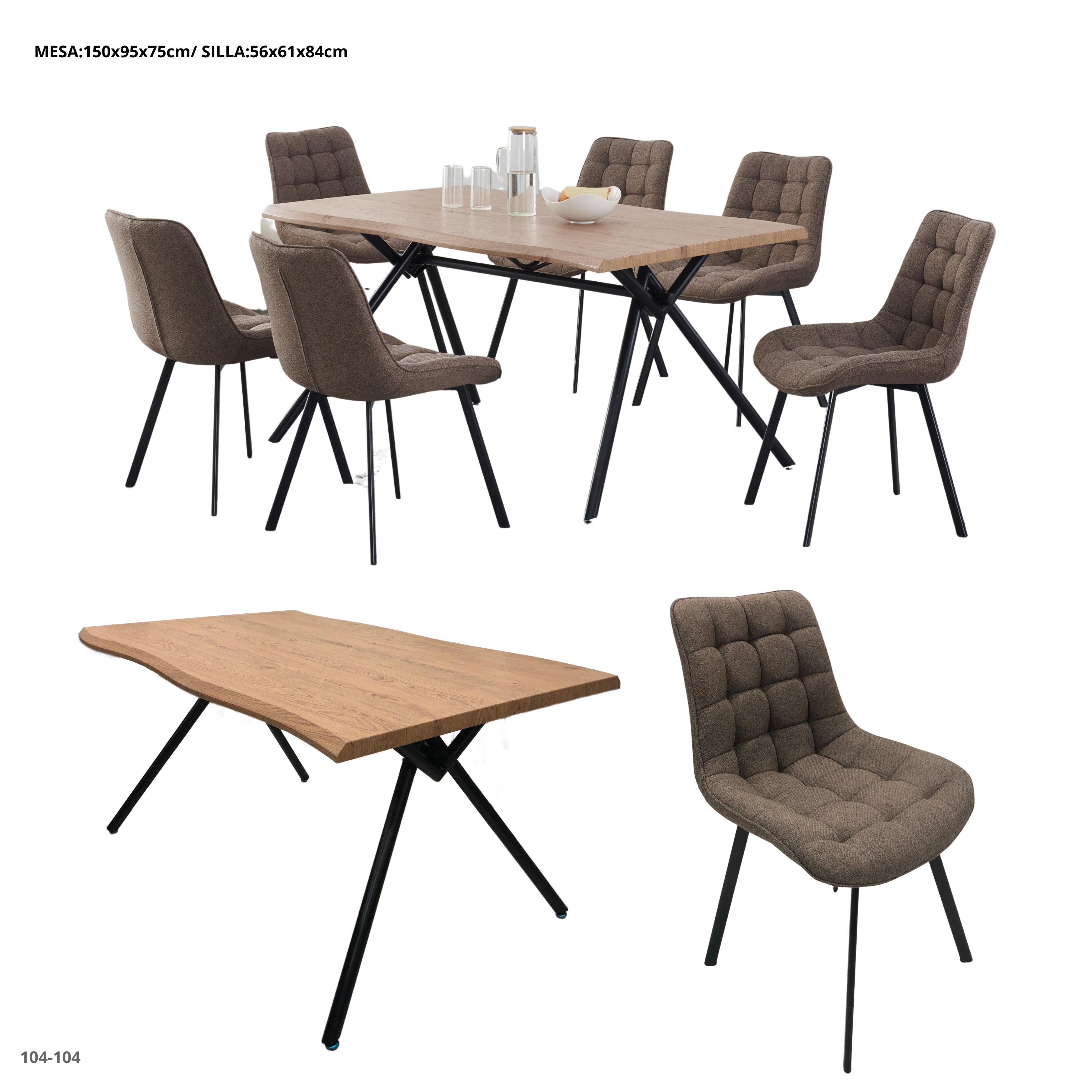 JGO COMEDOR CHOCOLATE 6 SILLAS