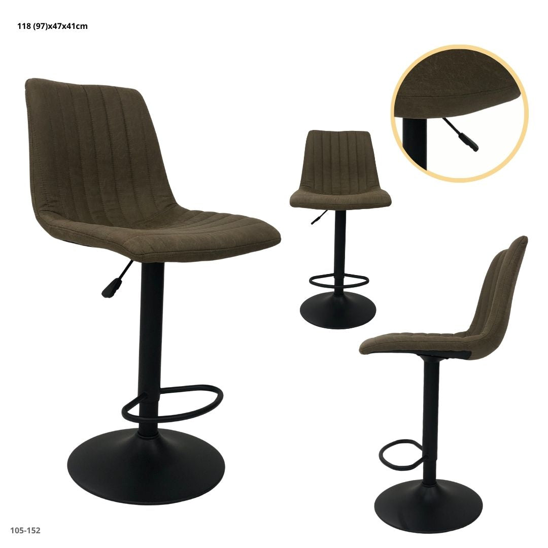 SILLA DE BAR CUERINA VERDE BASE NEGRA