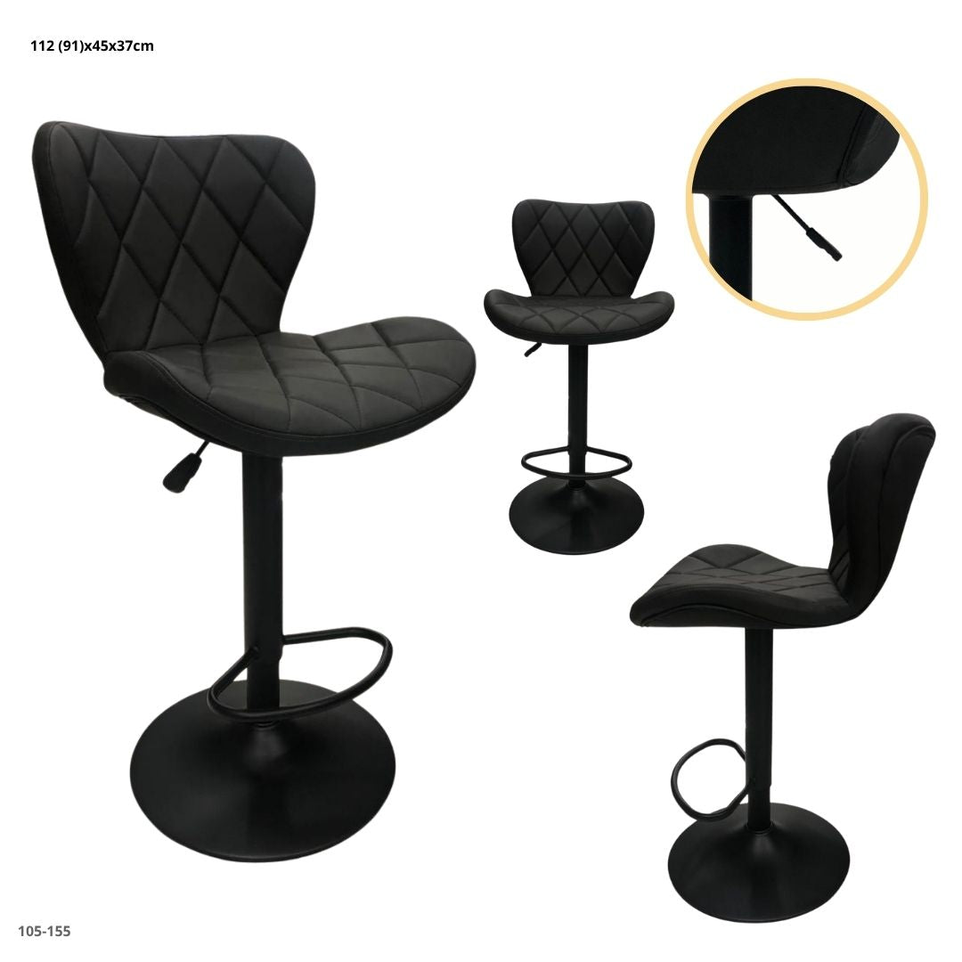 SILLA DE BAR CUERINA BASE NEGRA