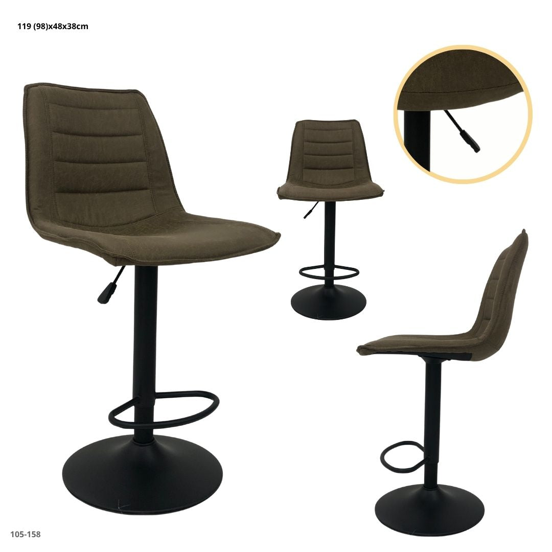 SILLA DE BAR CUERINA VERDE BASE NEGRA