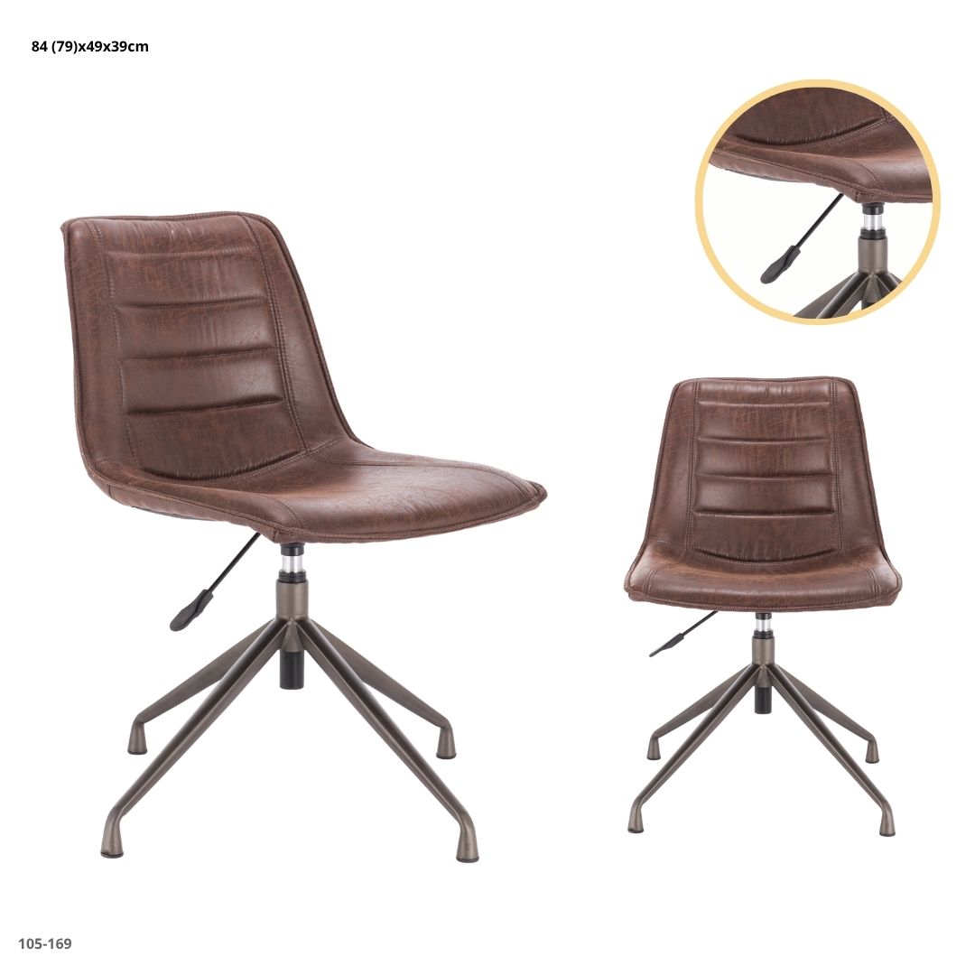 SILLA DE BAR CUERINA CHOCOLATE BASE NEGRA MOVIBLE