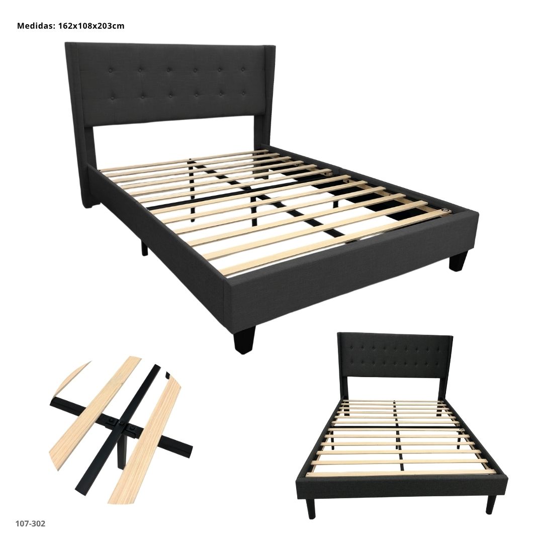 CAMA QUEEN GRIS OSCURO