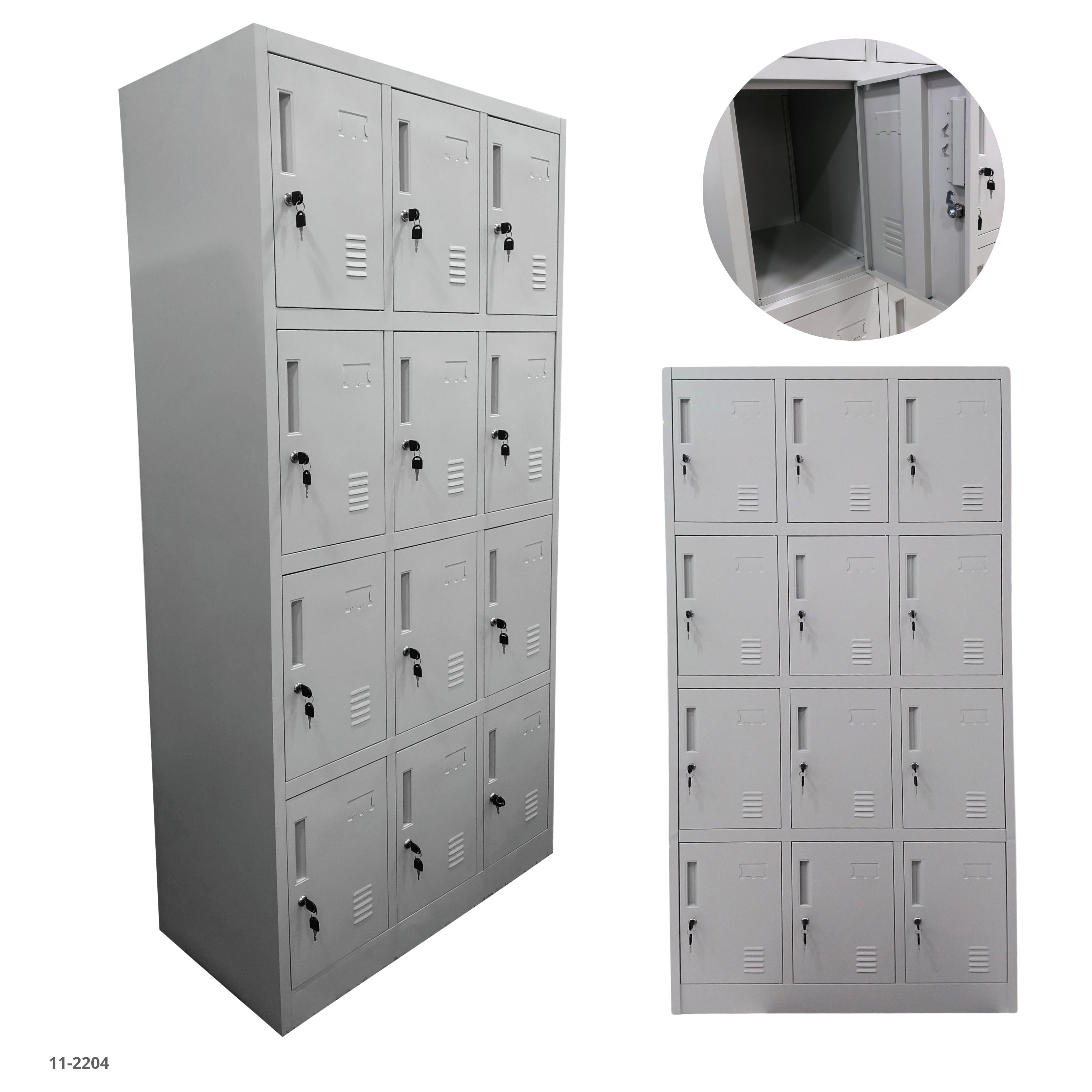 CASILLERO METALICO GRIS 12 PUERTAS
