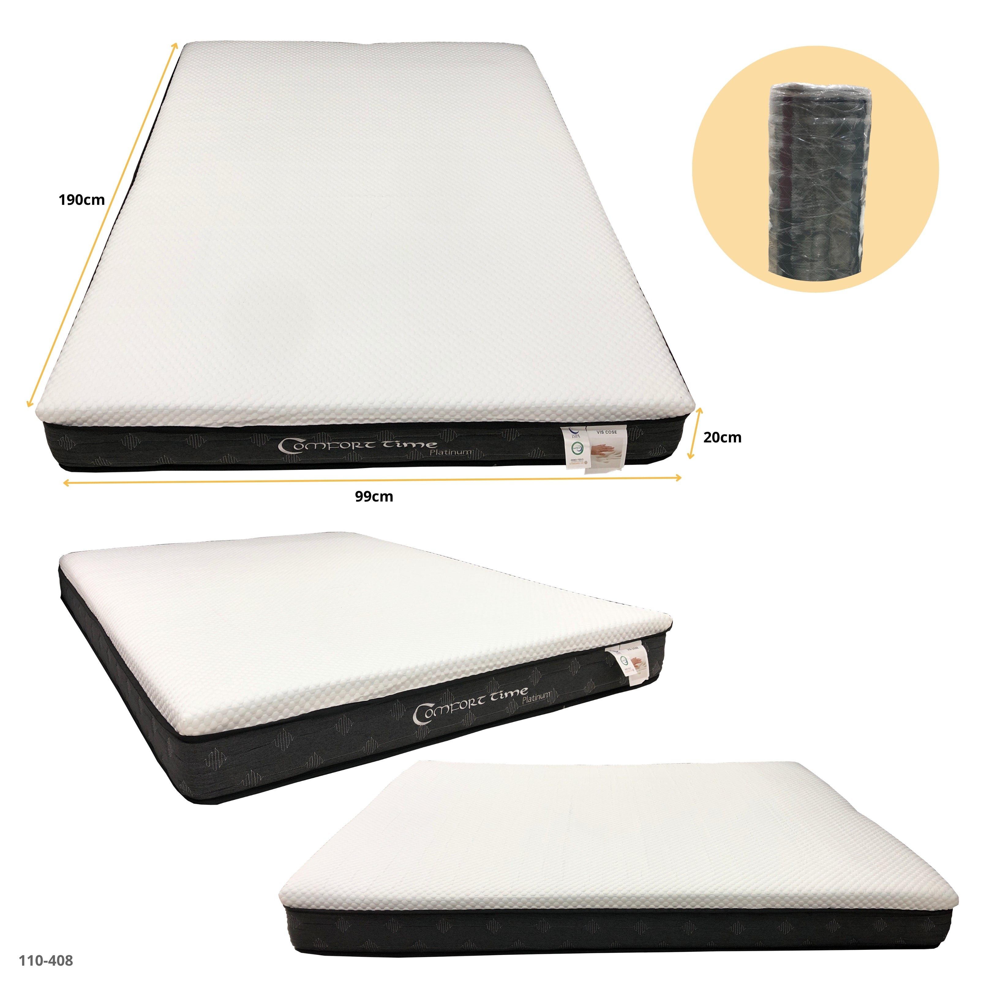 COLCHON EMPACADO AL VACIO TWIN COMFORT TIME Platinum 99x190x23