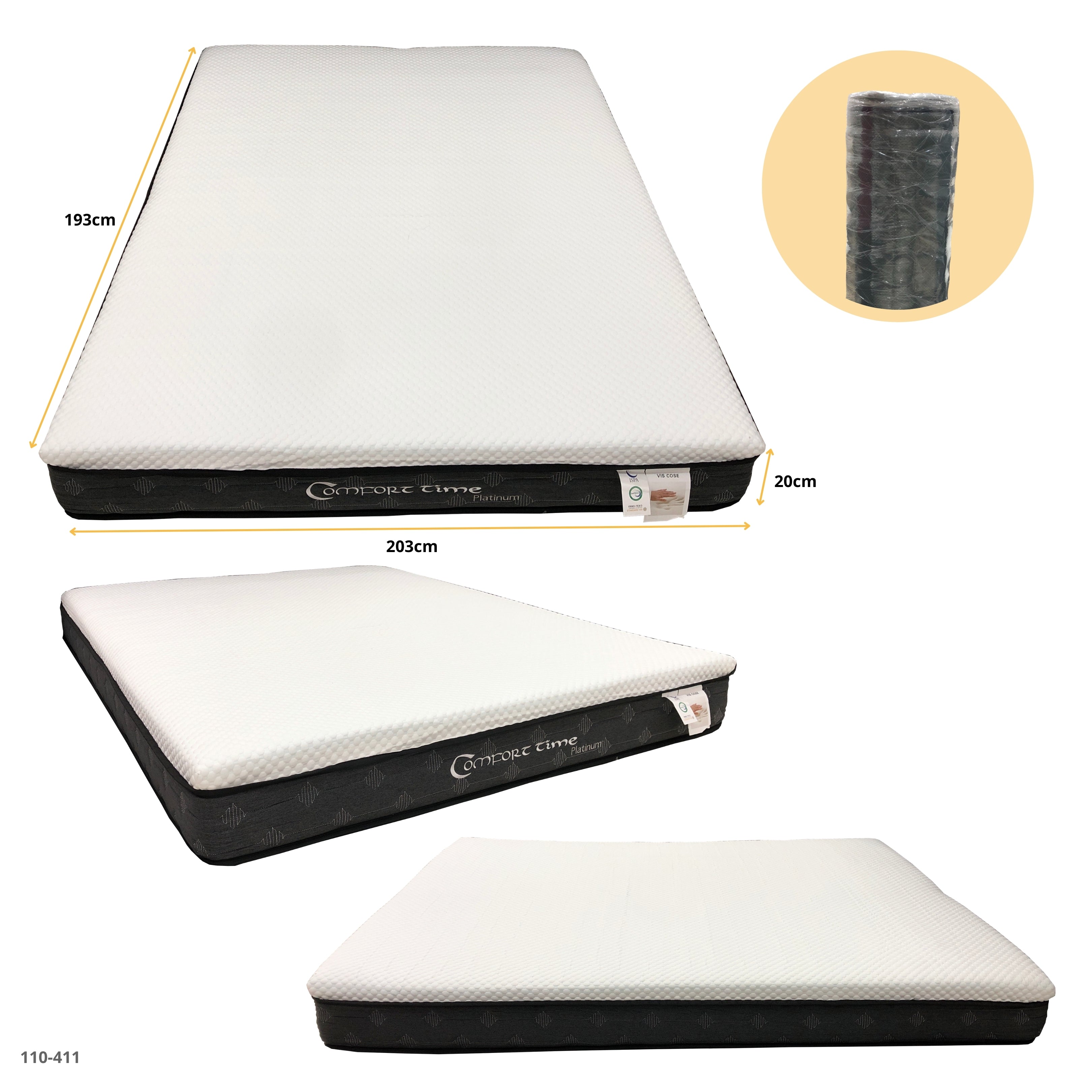 COLCHON EMPACADO AL VACIO KING COMFORT TIME Platinum 193x203x23