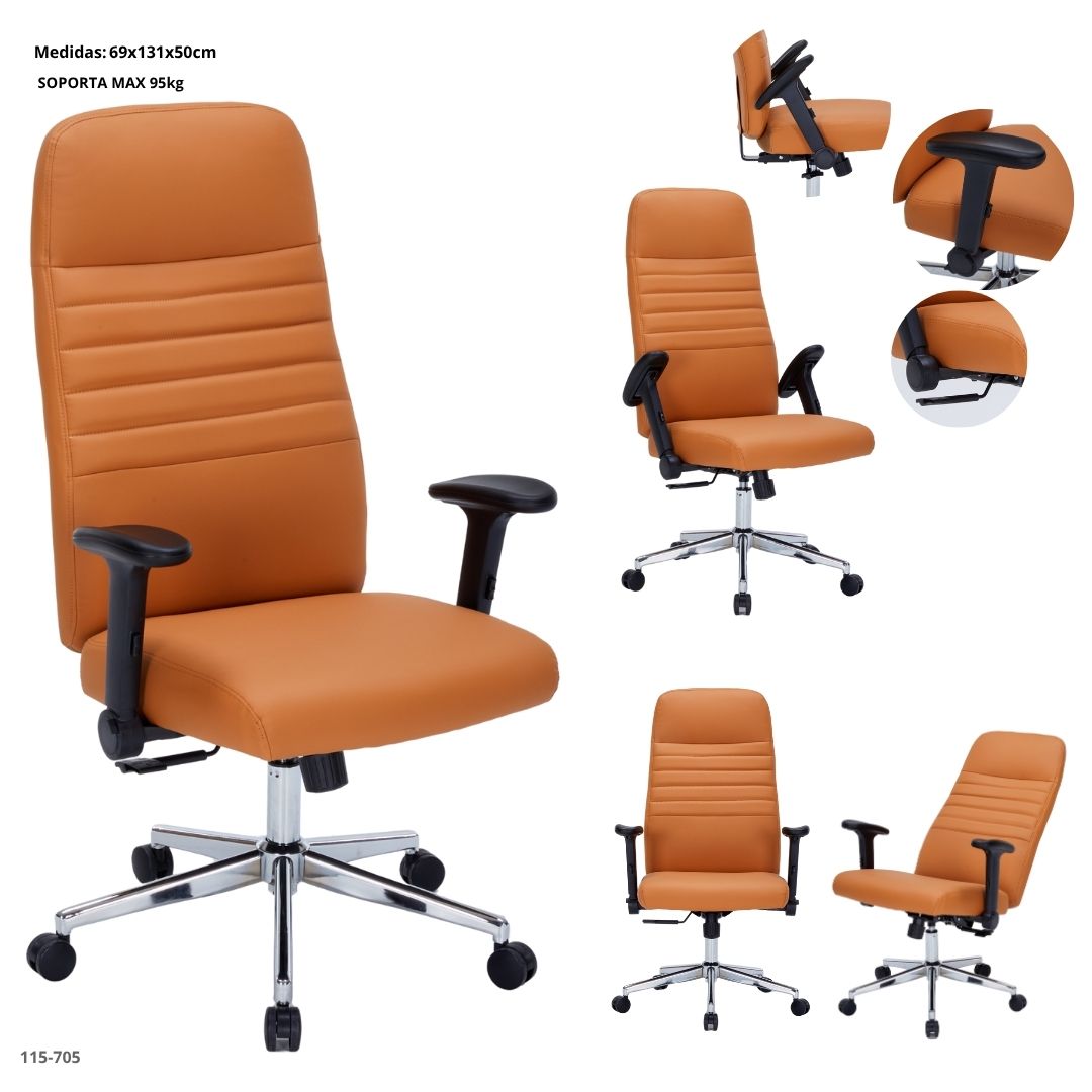SILLA DE OFICINA GRANDE CUERINA CHOCOLATE CAP 210LB/95KG