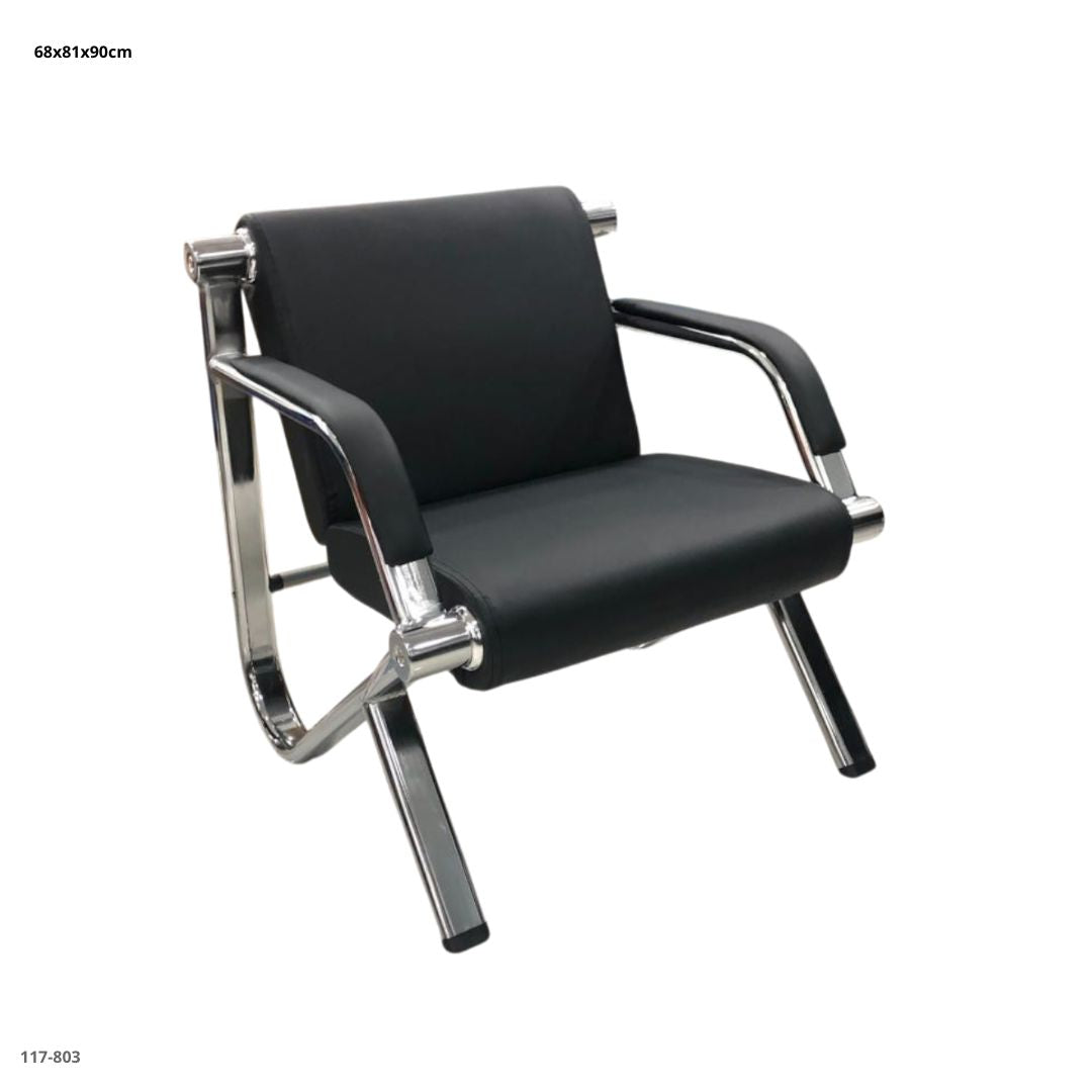 SILLA NEGRA DE CUERINA Y METAL