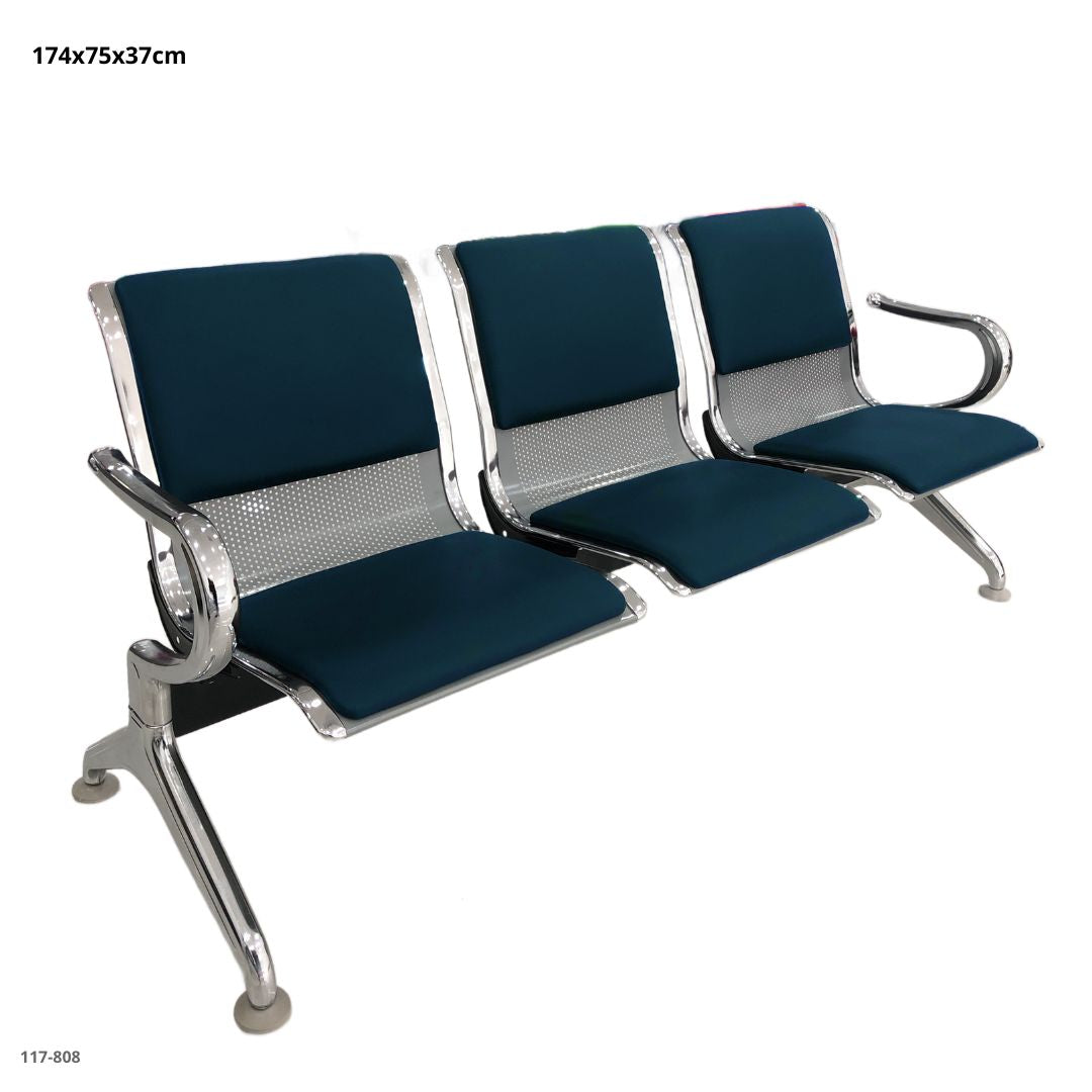 SET 3 SILLAS GRIS/AZUL DE CUERINA Y METAL