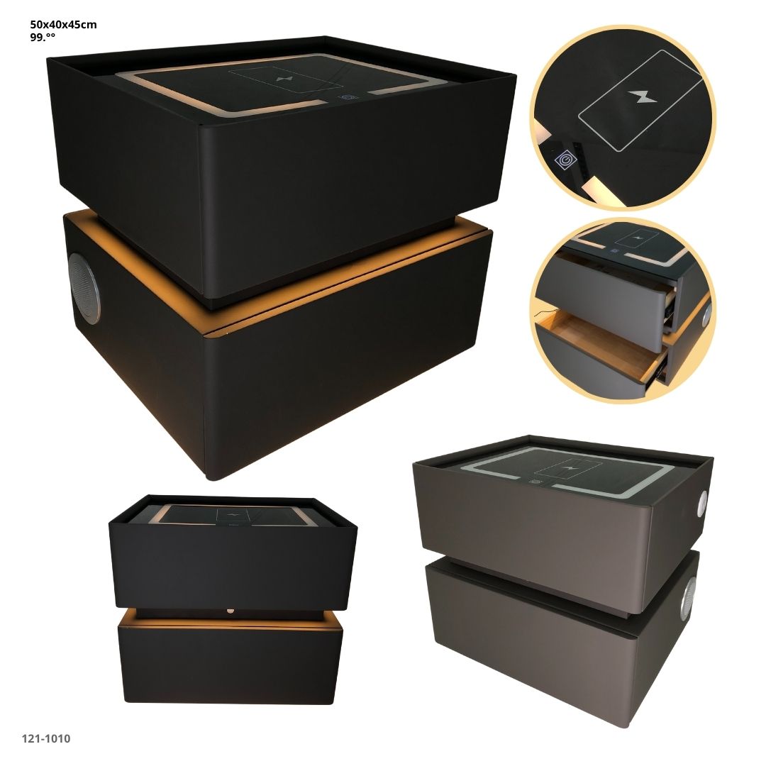 MESITA FLOTANTE DE NOCHE CON BLUETOOTH+LUZ+CARGADOR 2 GAVETAS