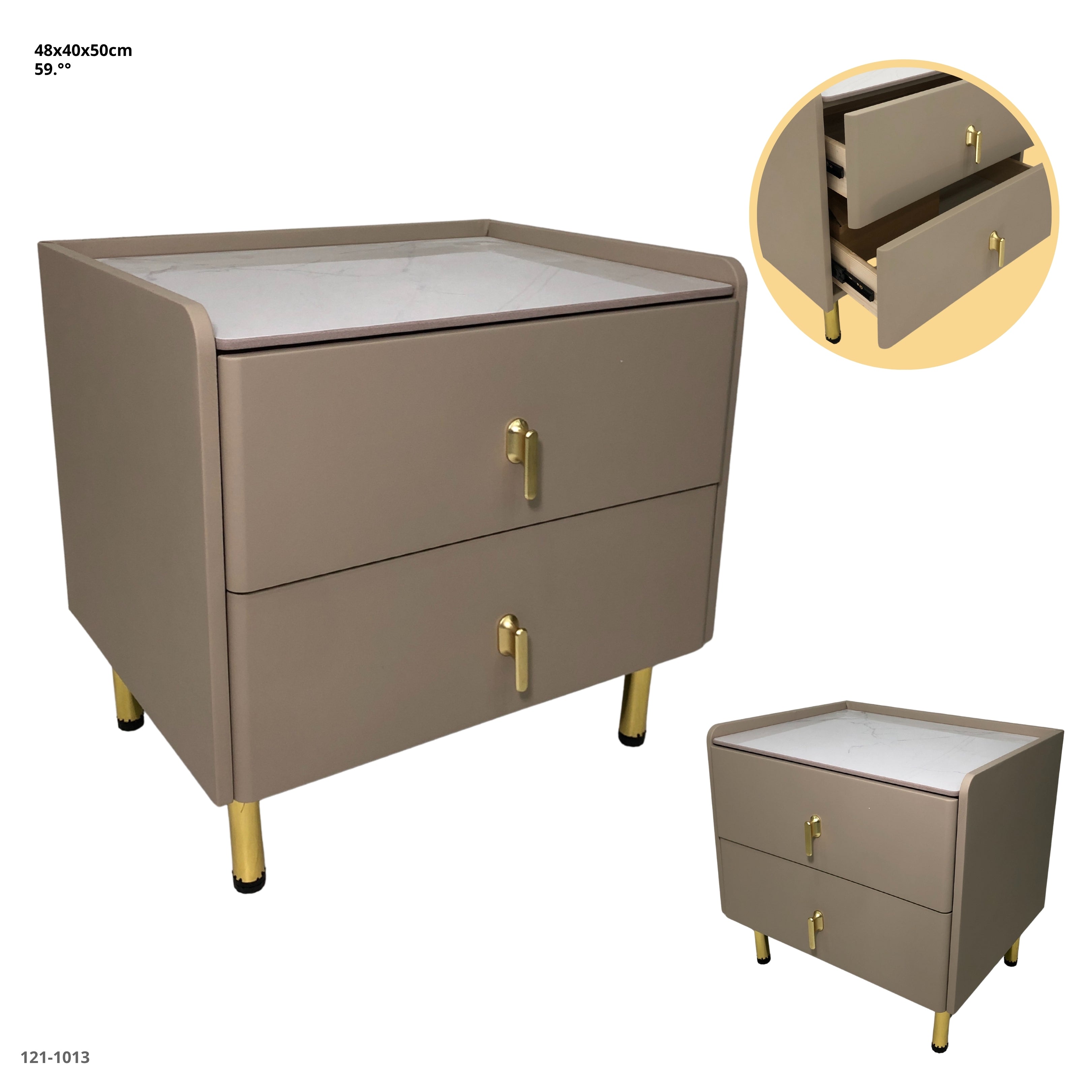 MESITA DE NOCHE KHAKI 2 GAVETAS