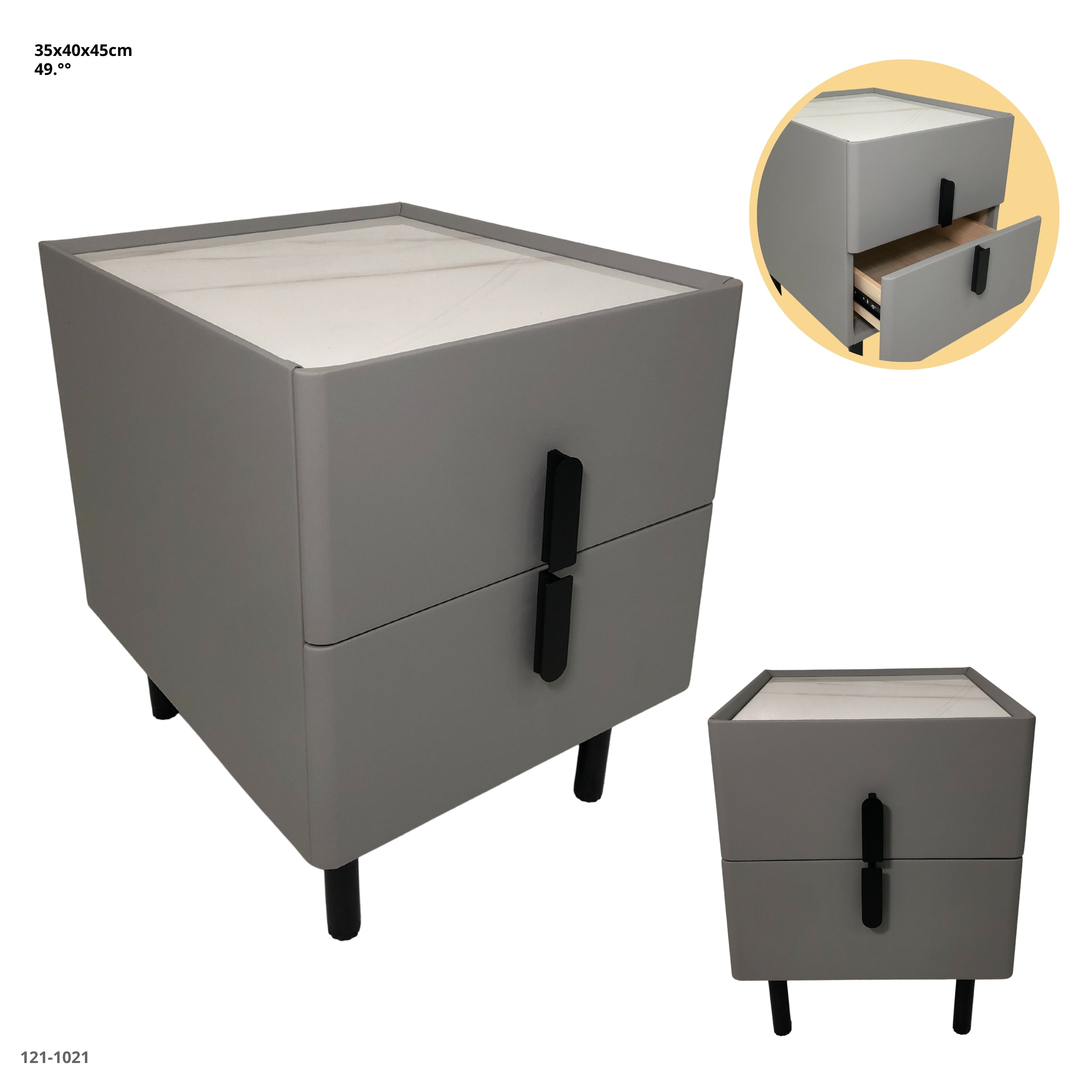 MESITA DE NOCHE GRIS CLARO 2 GAVETAS