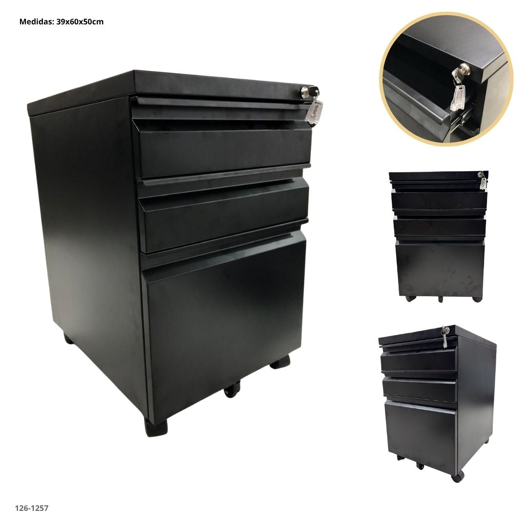 ARCHIVADOR METALICO 3 GAVETAS PEQUEÑO CON RUEDA