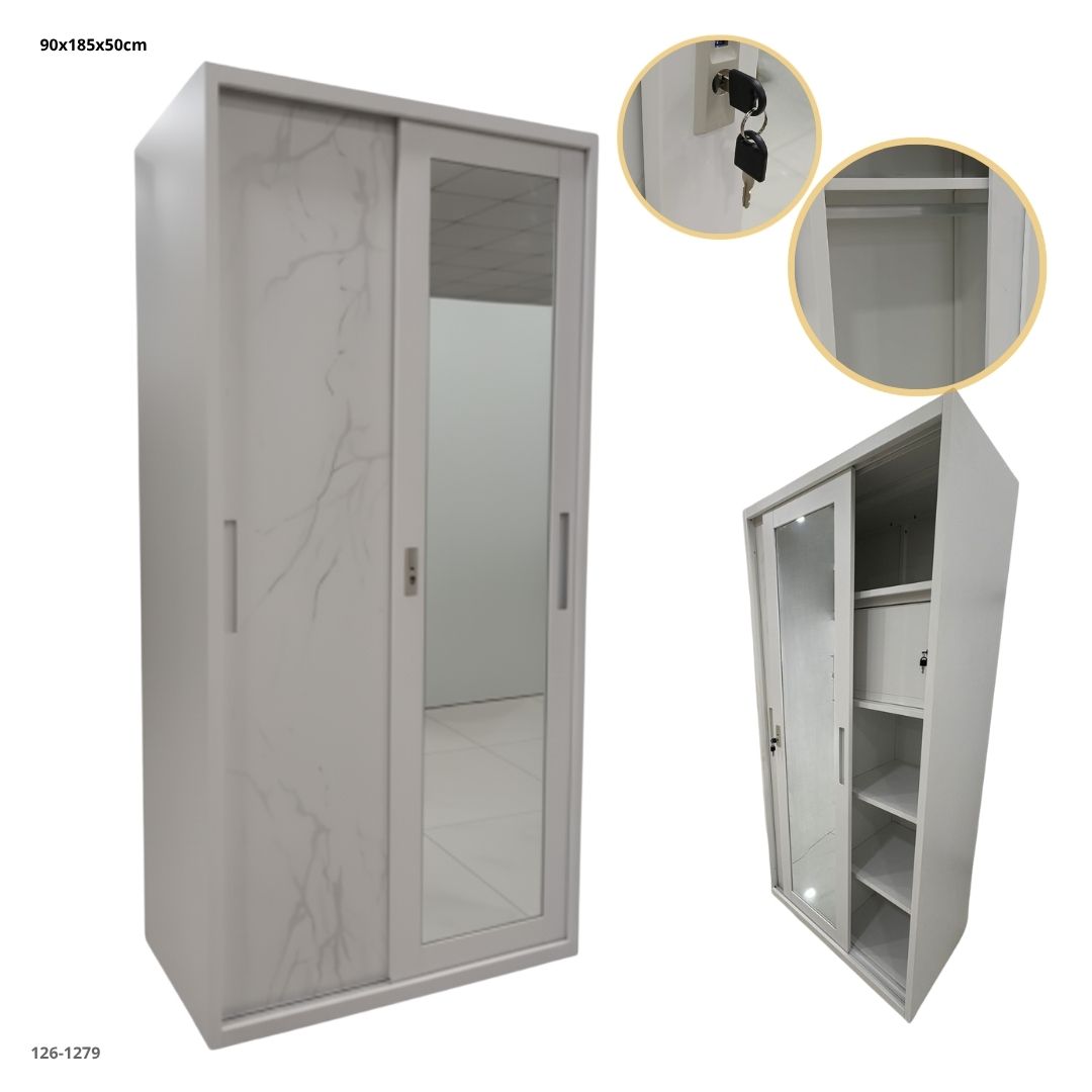 CLOSET METALICO CON PUERTAS CORREDIZA Y ESPEJO 185X90X50