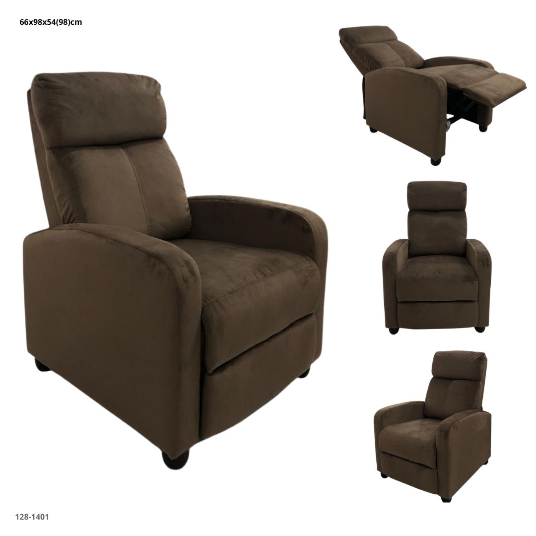 SOFA RECLINABLE TELA CHOCOLATE OSCURO