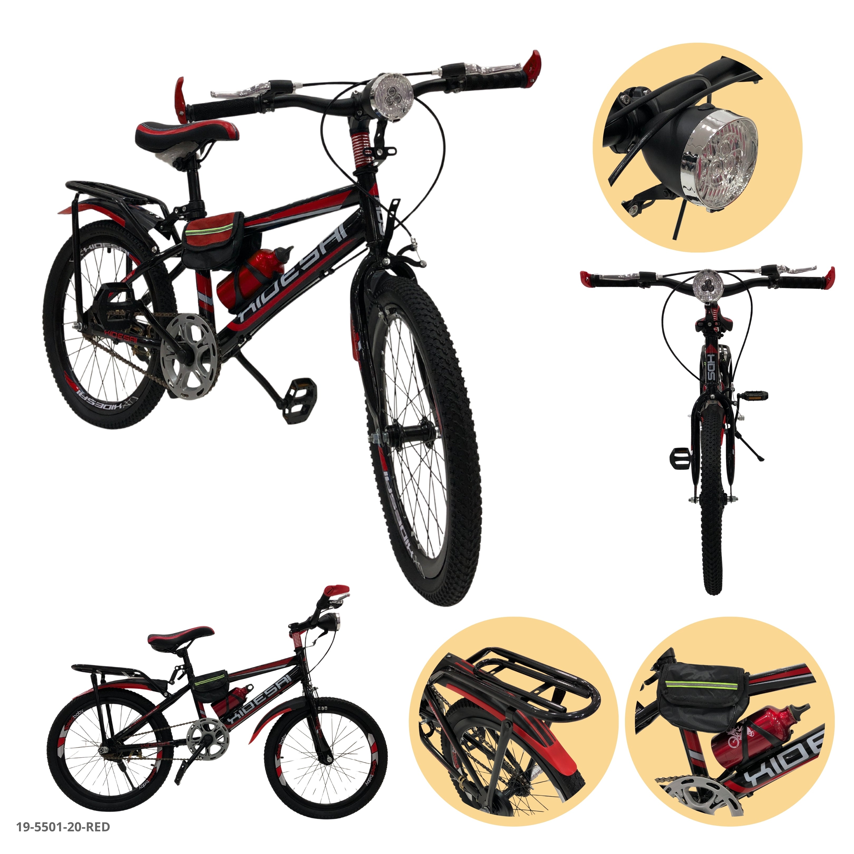 BICICLETA ROJA 20" C/CANASTA Y LAMPARA