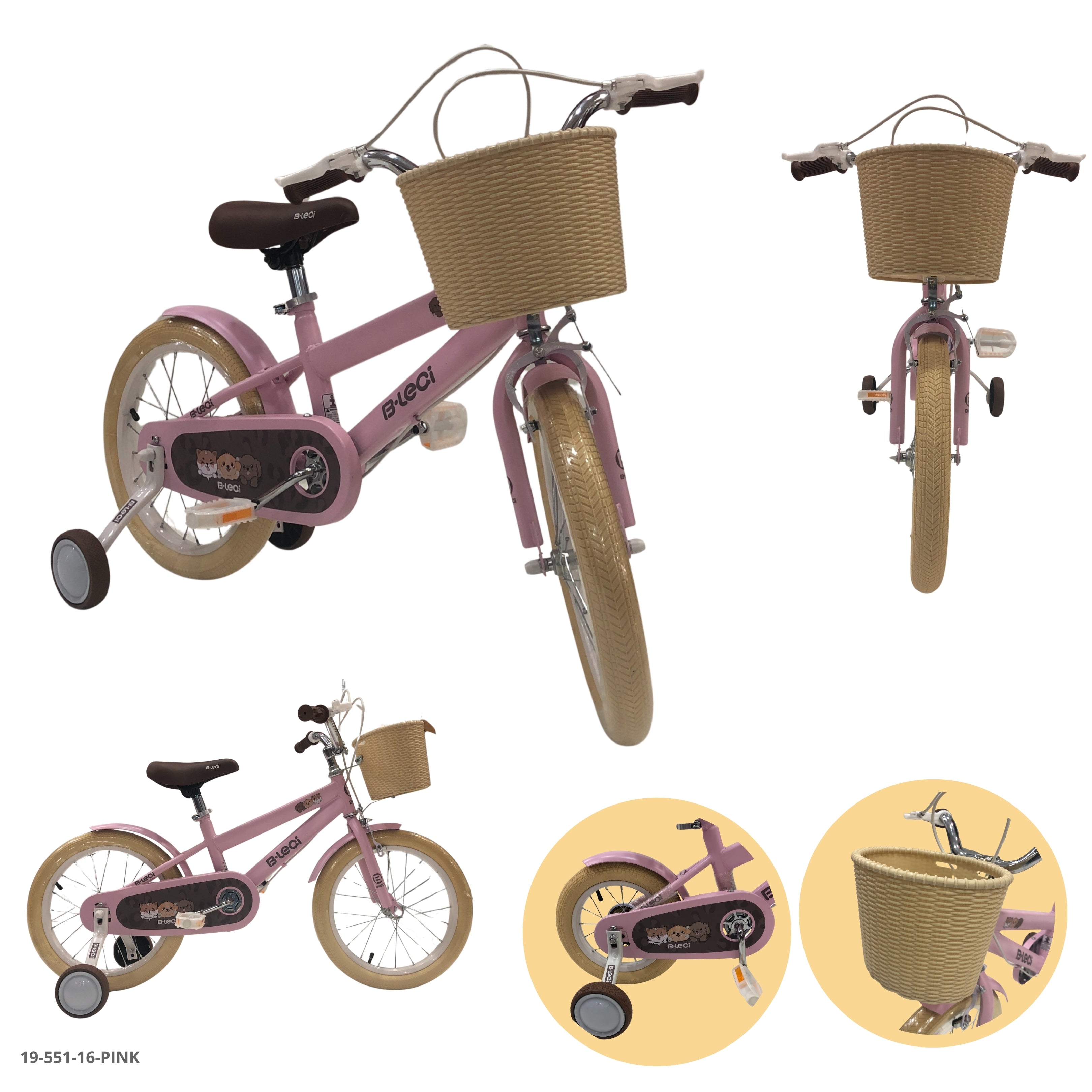 BICICLETA ROSADA 16" C/CANASTA