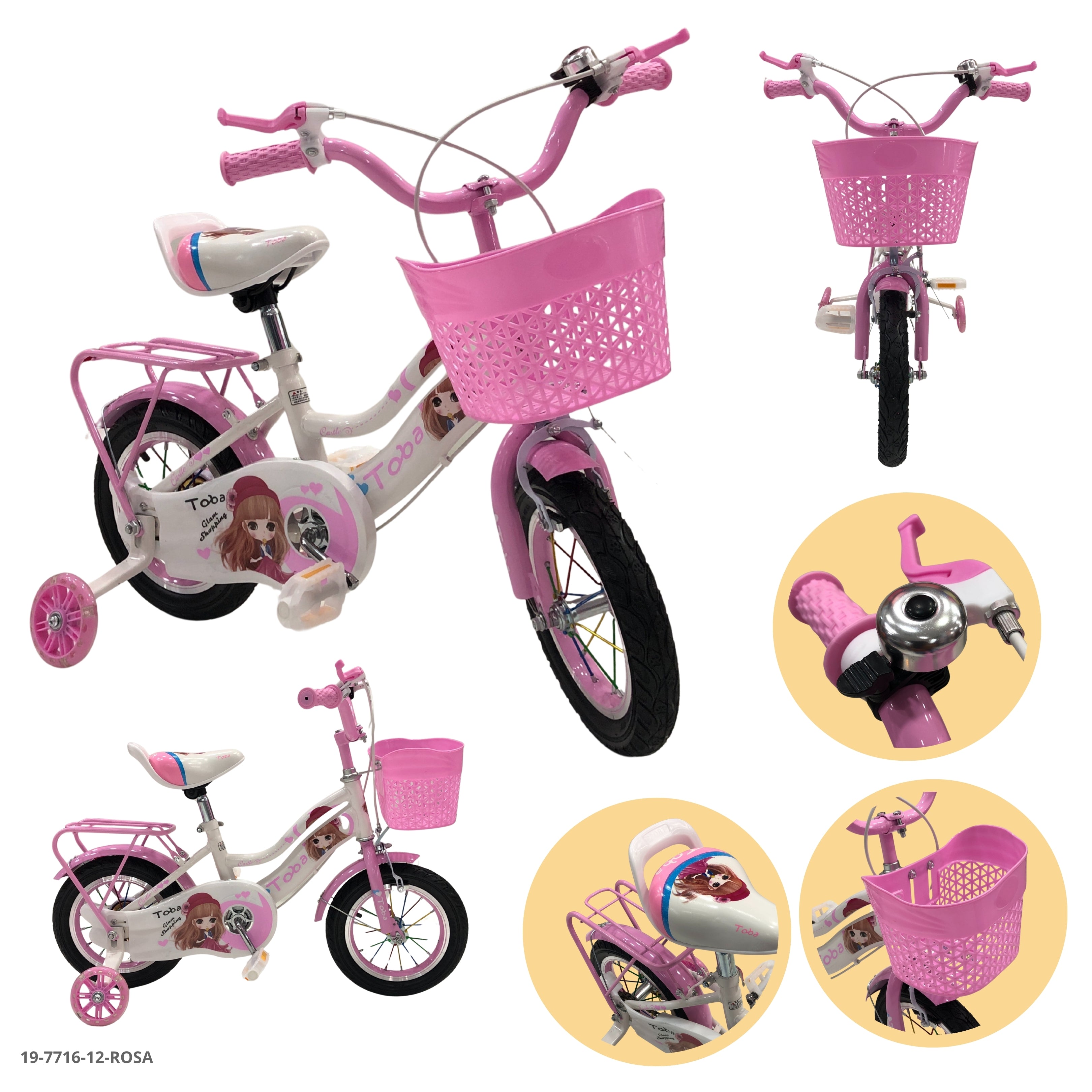 BICICLETA ROSA 12" C/CANASTA