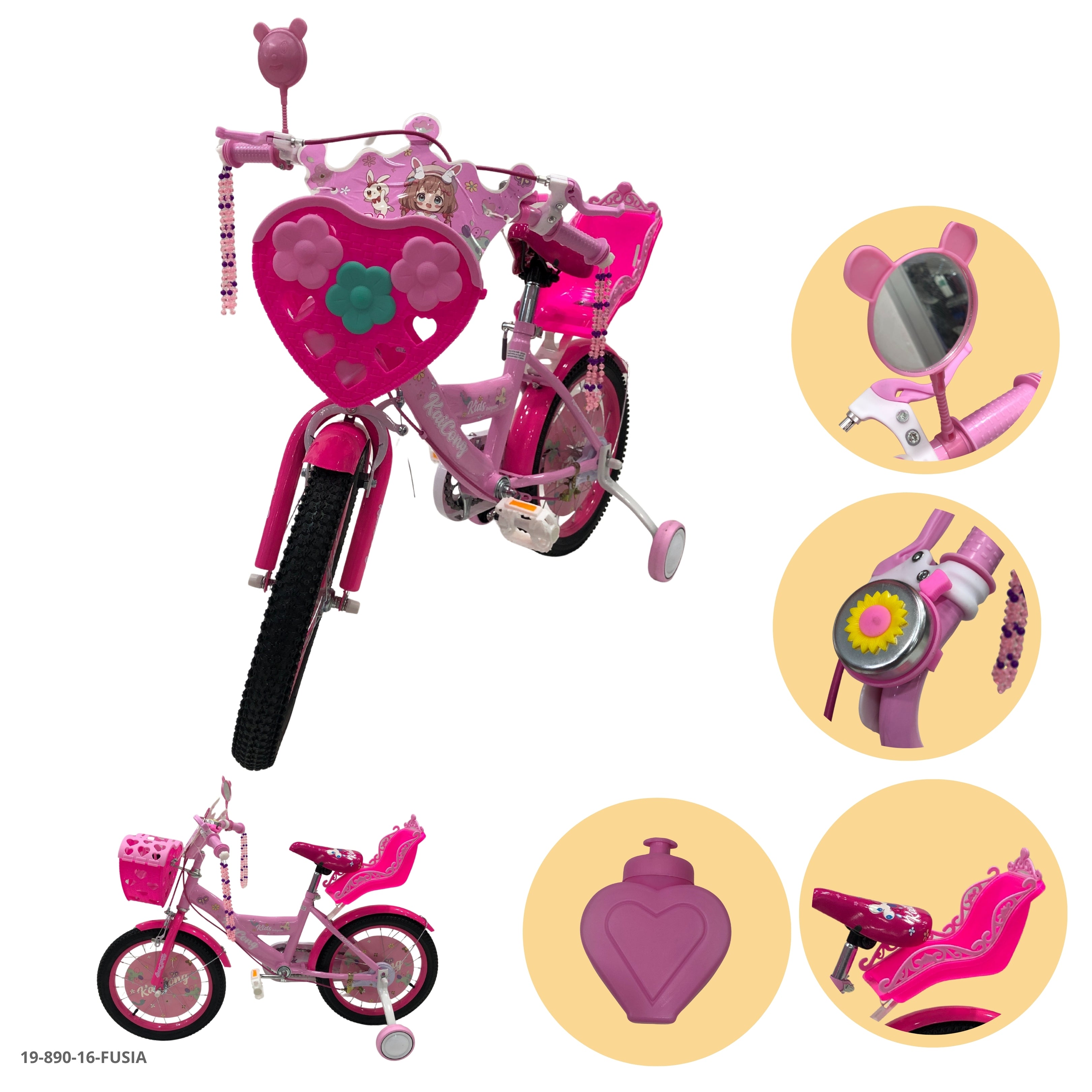 BICICLETA FUCSIA 16" C/CANASTA