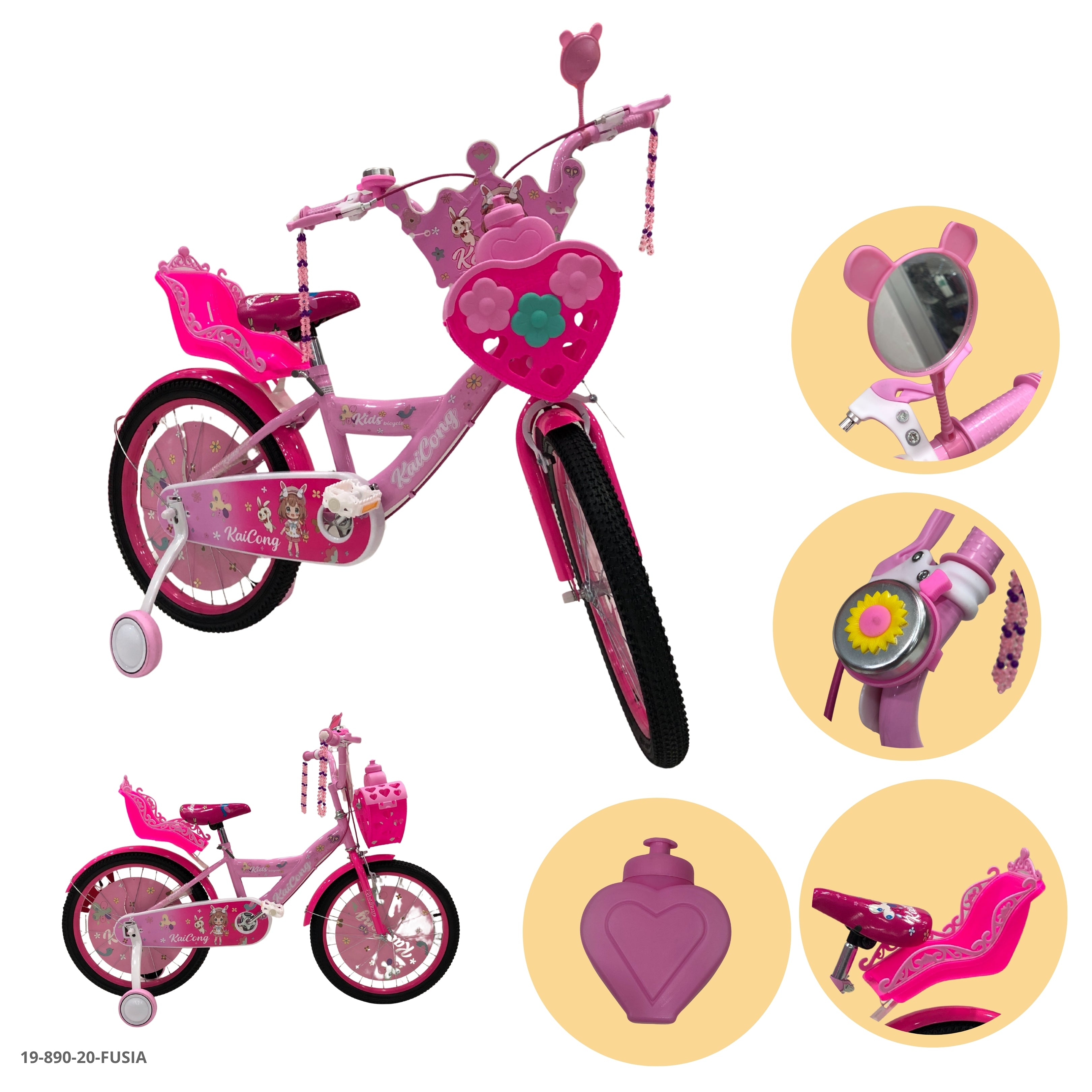 BICICLETA FUCSIA 20" C/CANASTA