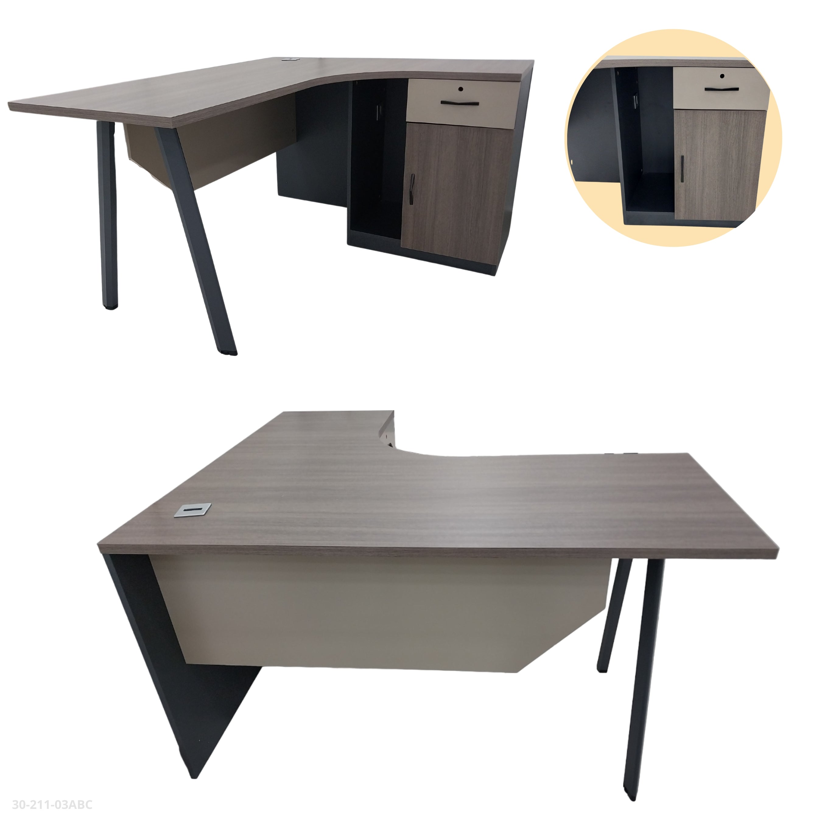 MESA L P/METAL 140*120*75CM CON GABINETE DERECHO