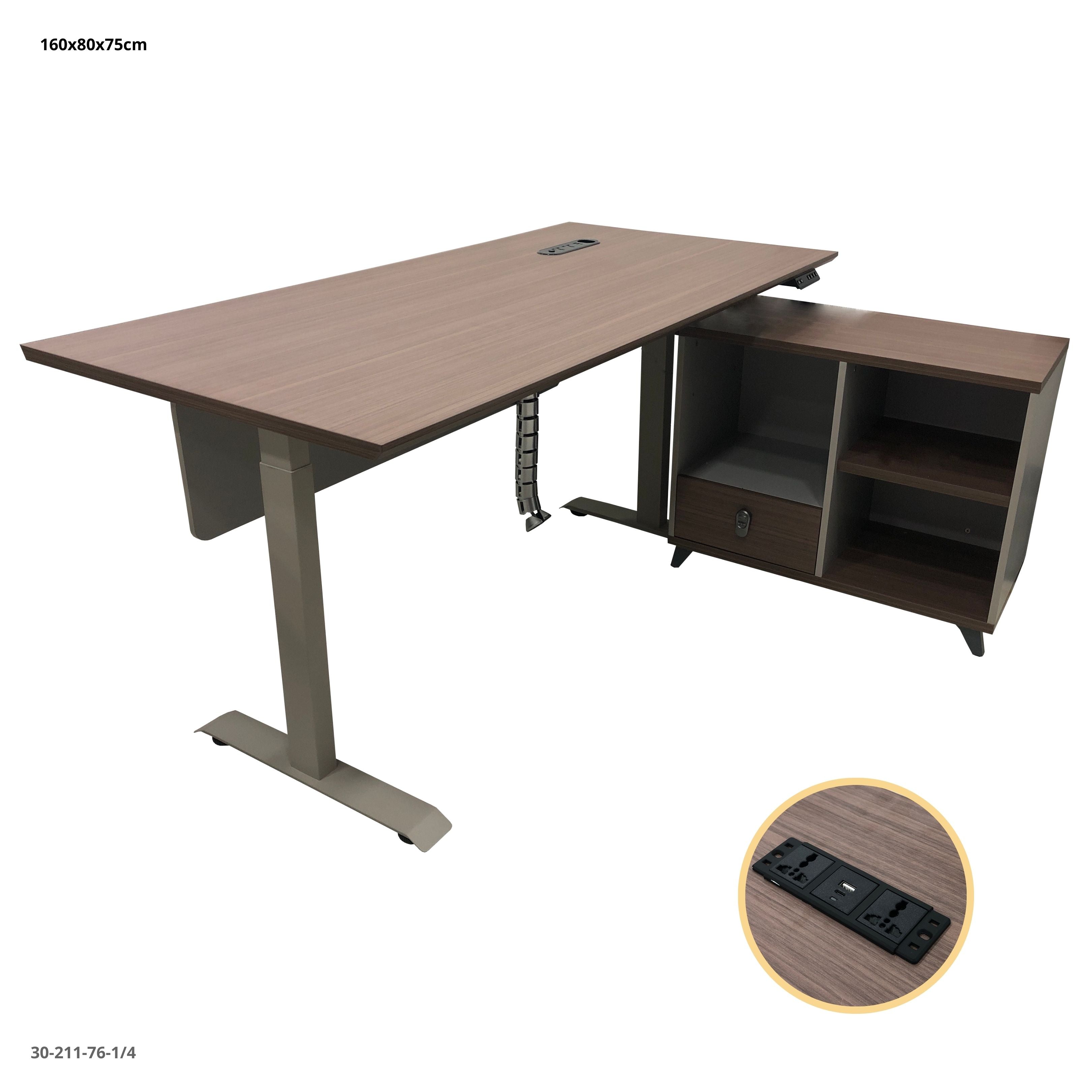 ESCRITORIO L AJUSTABLE ALTURA 160*80*75CM CON GABINETE