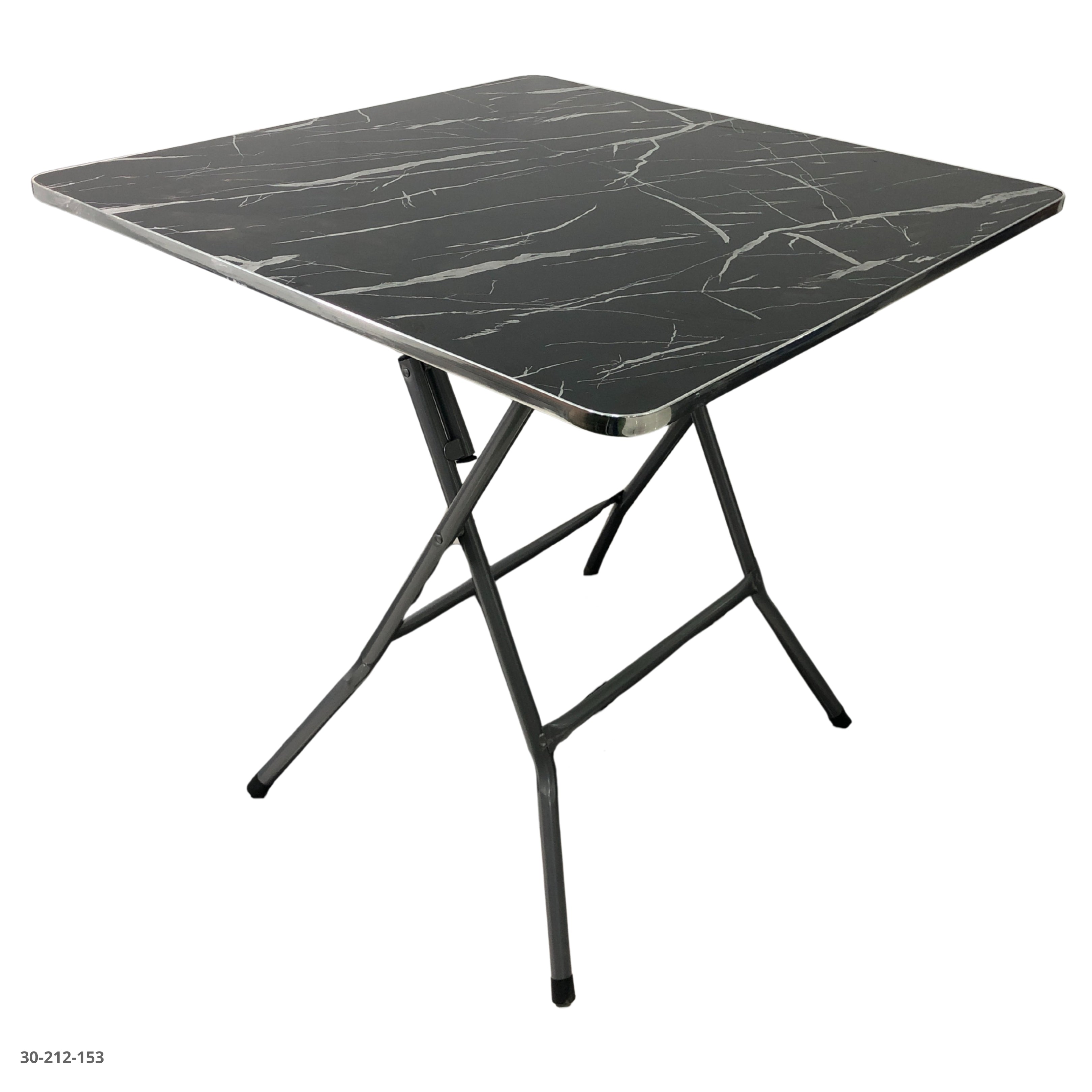 MESA CUADRADA NEGRA C/BORDES PLATEADO