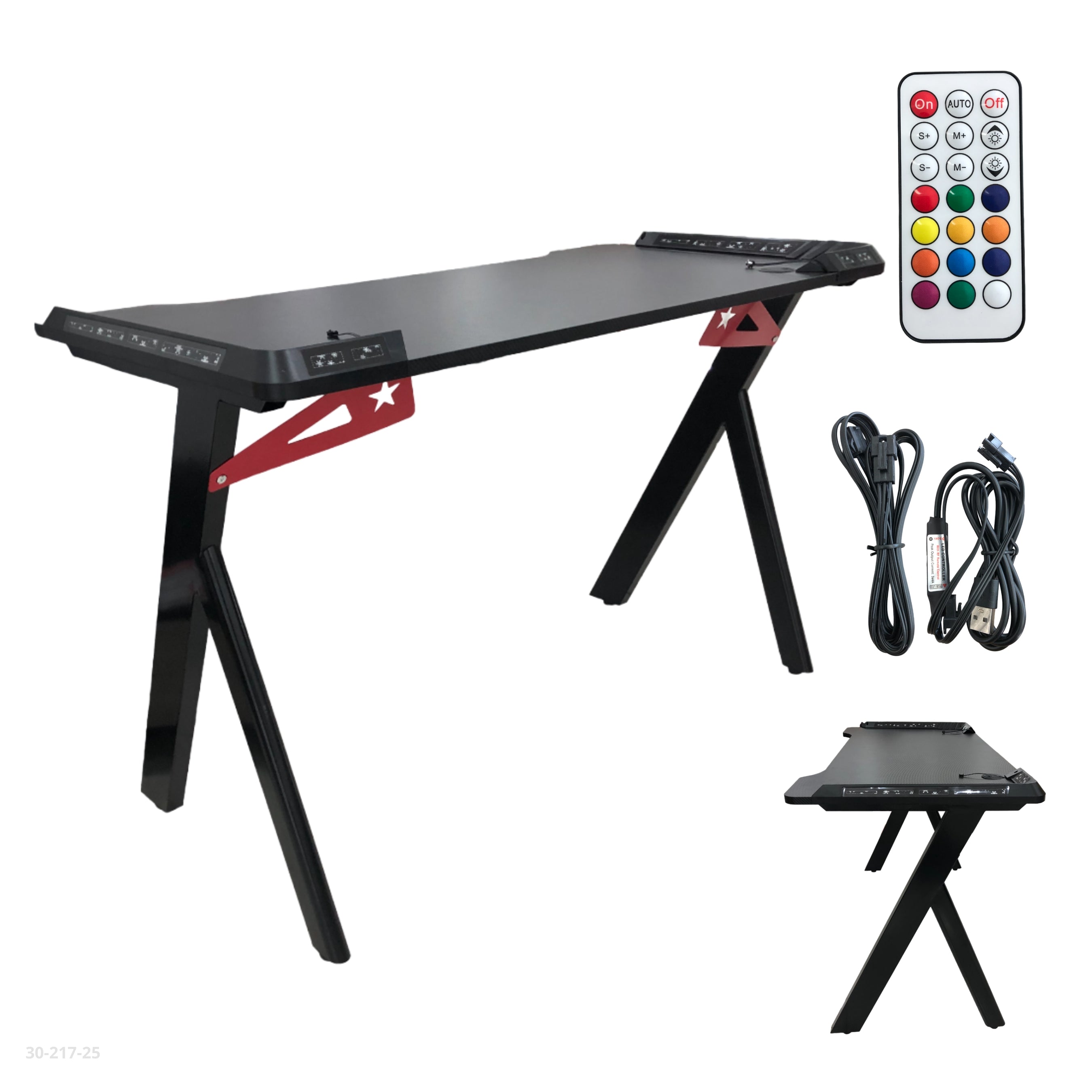 MESA GAMING LED 120*60*74CM NEGRO/NEGRO