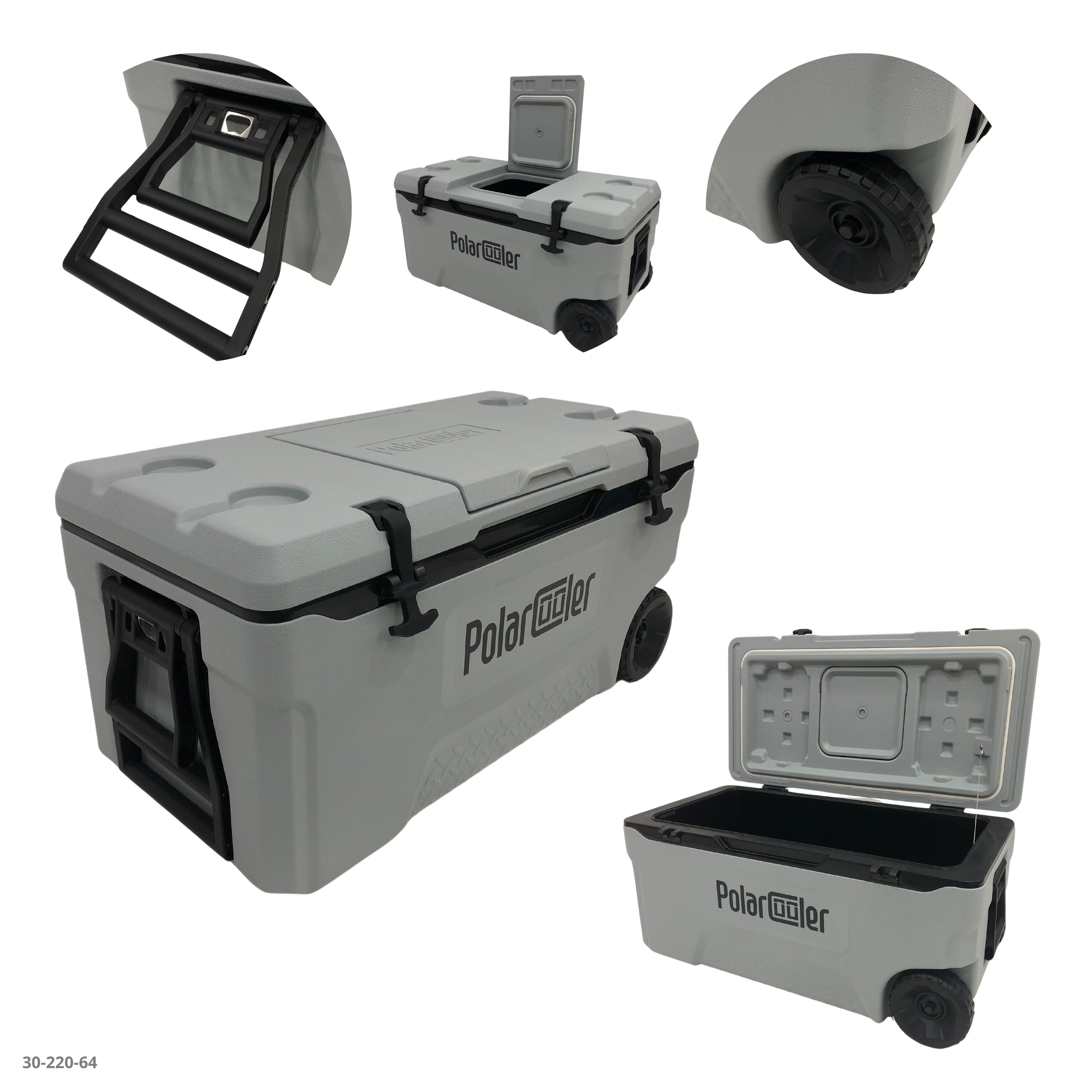 HIELERA C/RUEDAS GRIS CLARO 75L