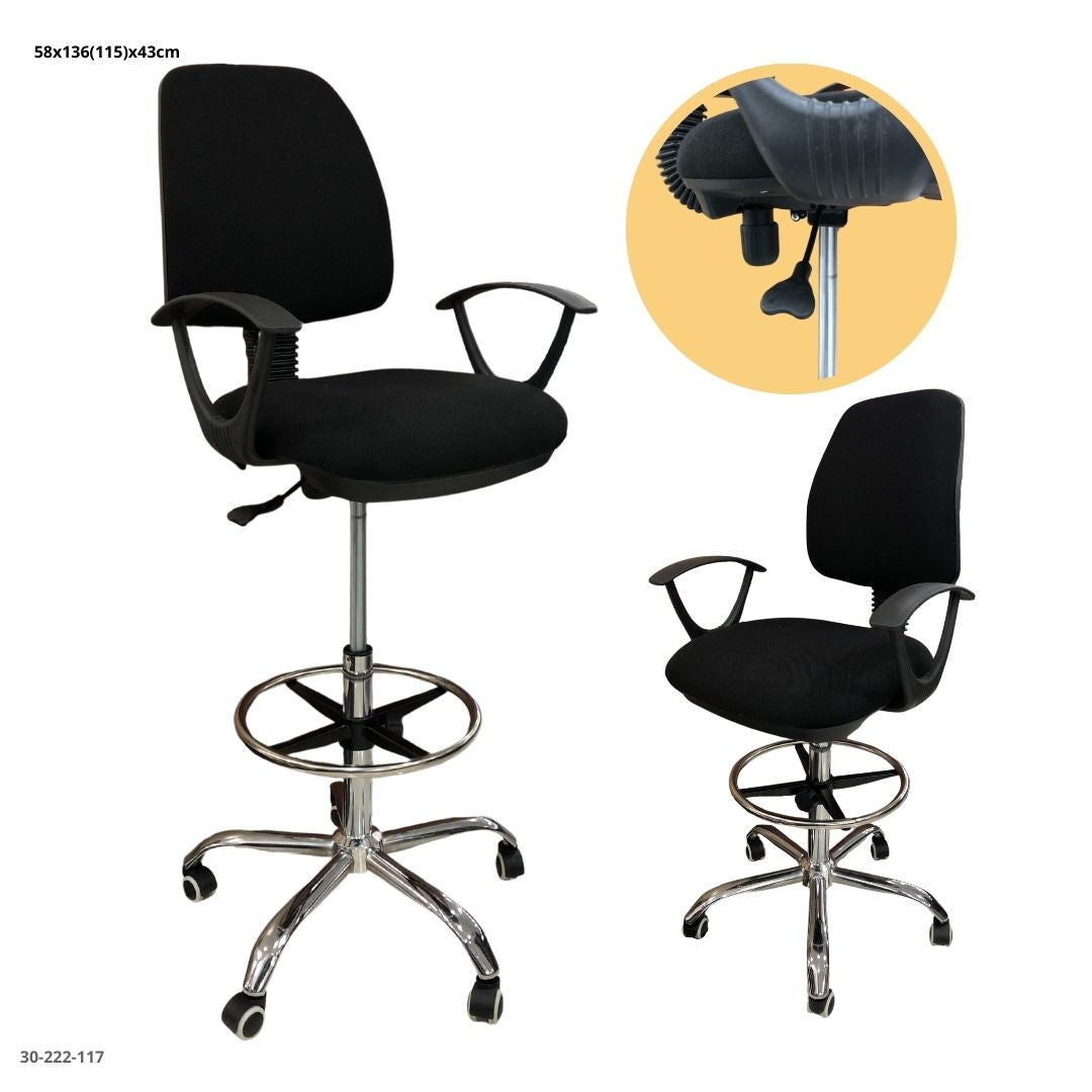 SILLA DE OFICINA ALTA NEGRA TELA