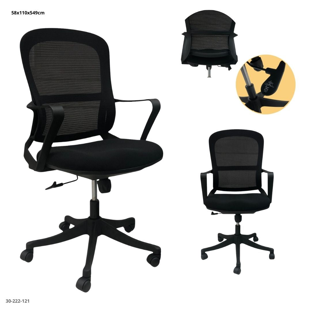 SILLA DE OFICINA NEGRA BRAZOS FIJOS