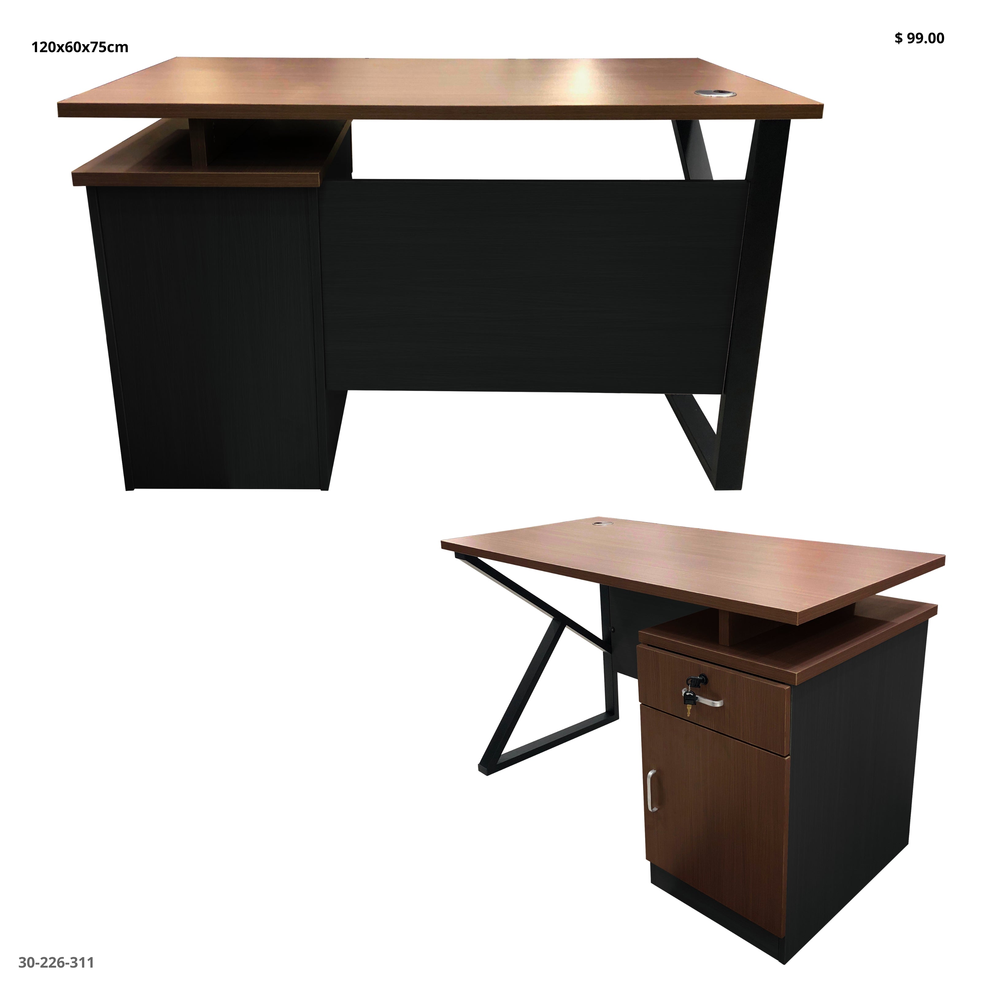 ESCRITORIO DE OFICINA 120*60*75 C/GABINETE