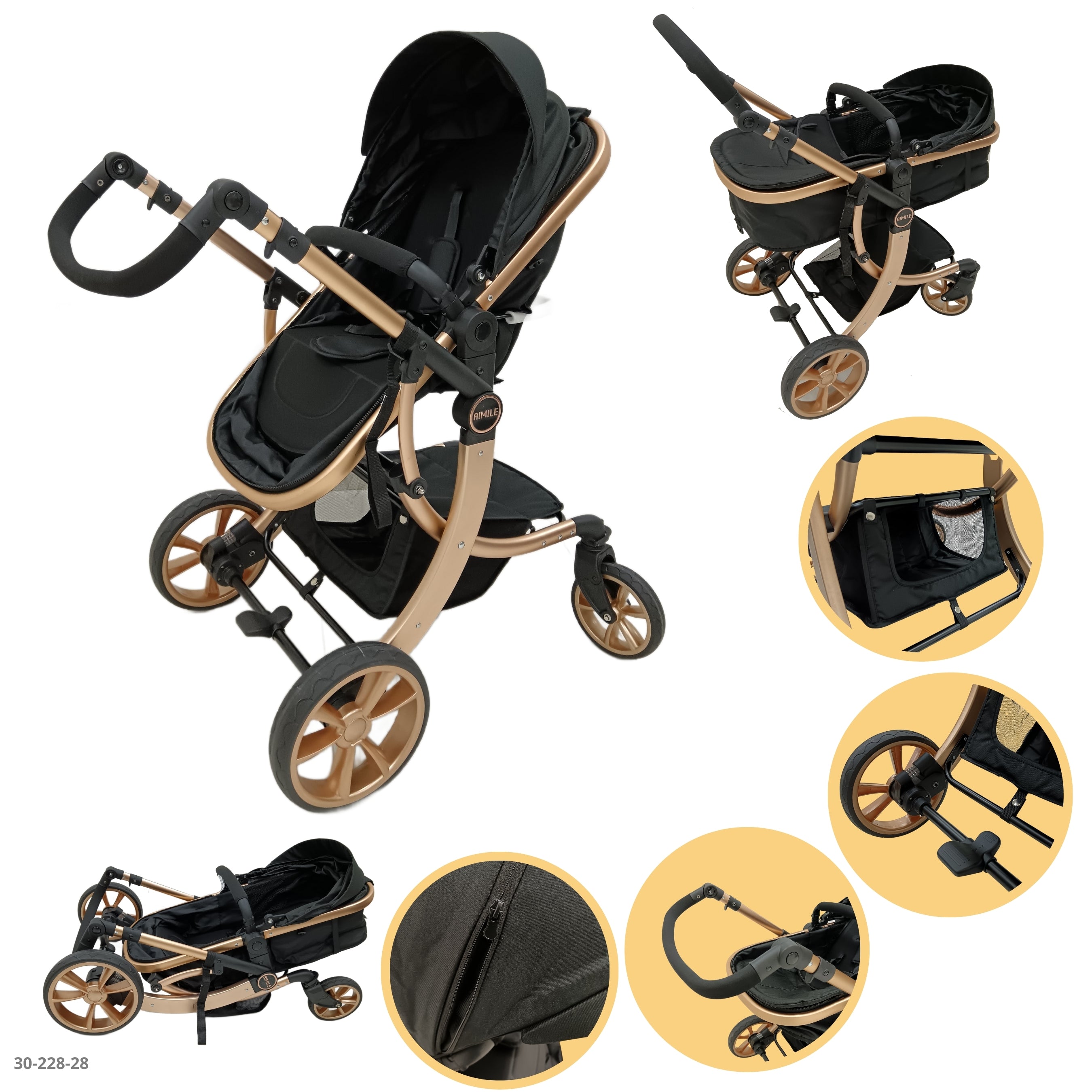 COCHE NEGRO DE LUJO PARA BEBE