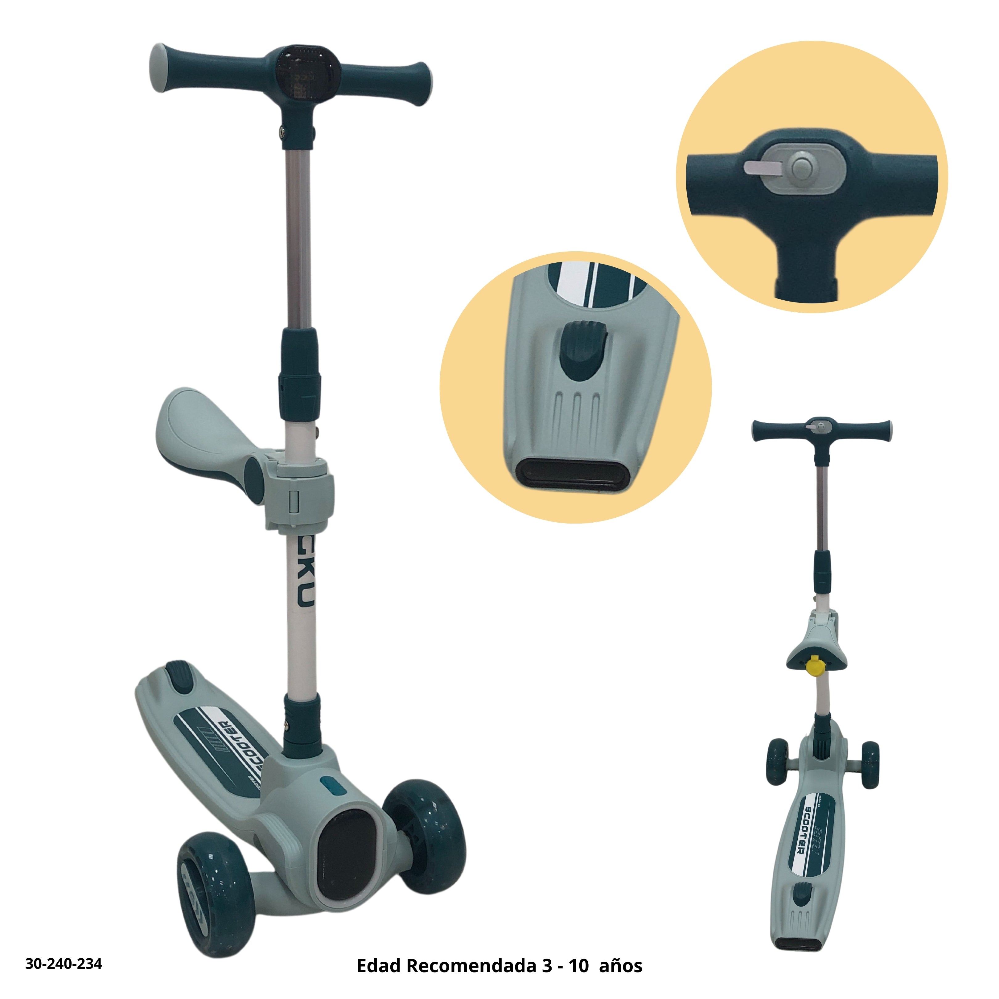 SCOOTER CON LUCES DE NIÑOS CON ASIENTO