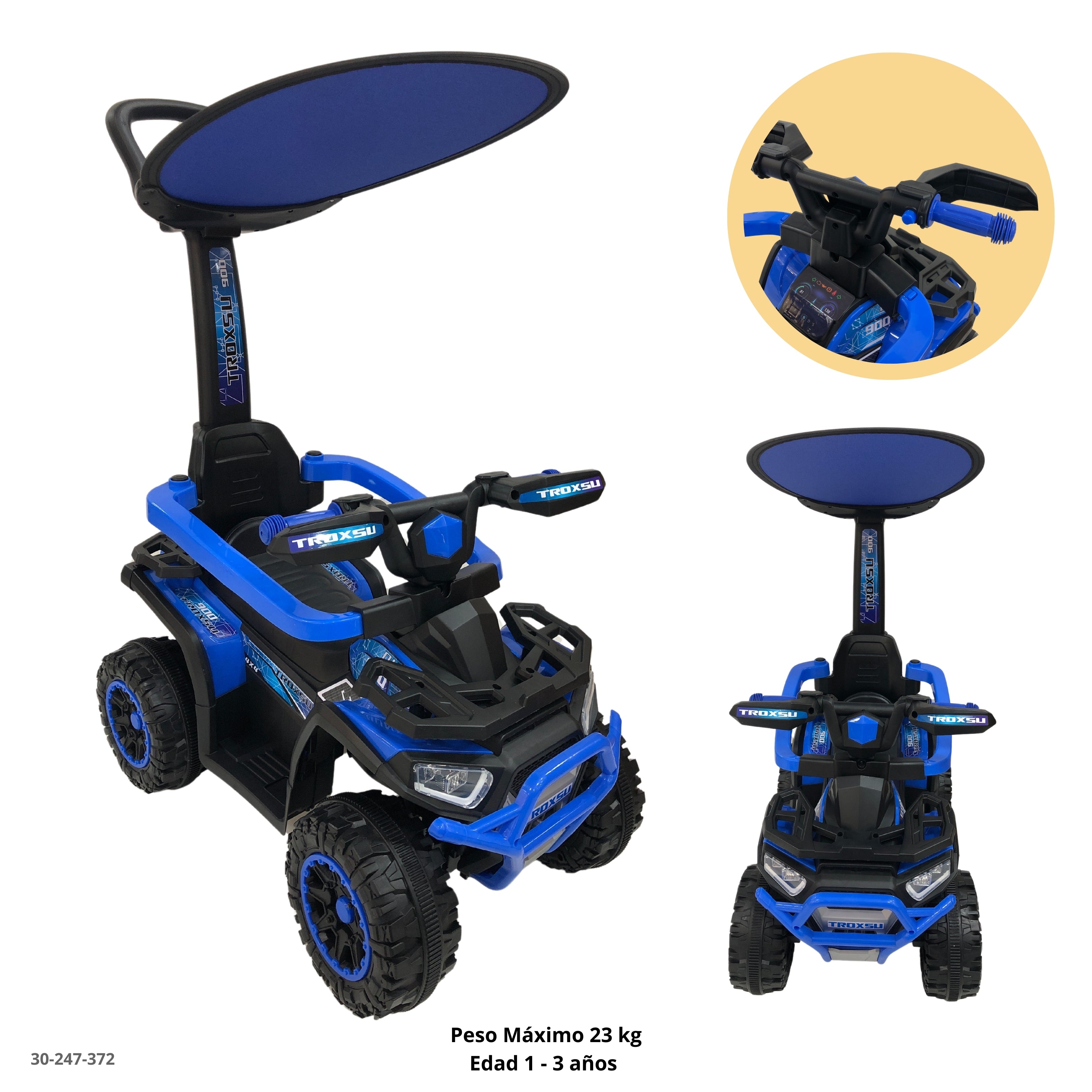 MOTO AZUL PARA NIÑOS C/TECHO