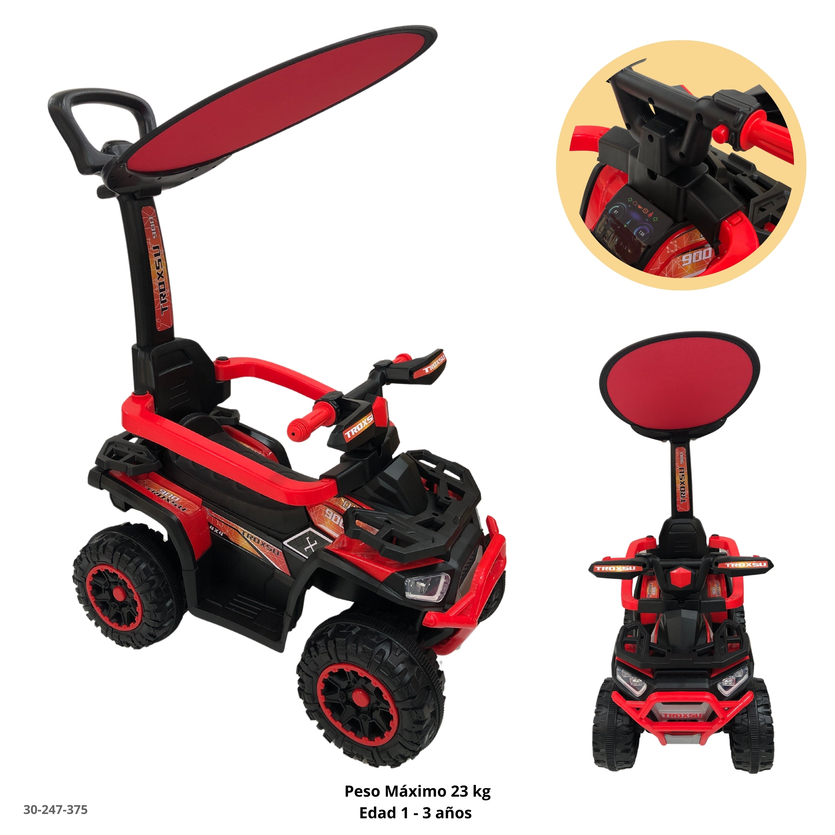 MOTO ROJA PARA NIÑOS C/TECHO