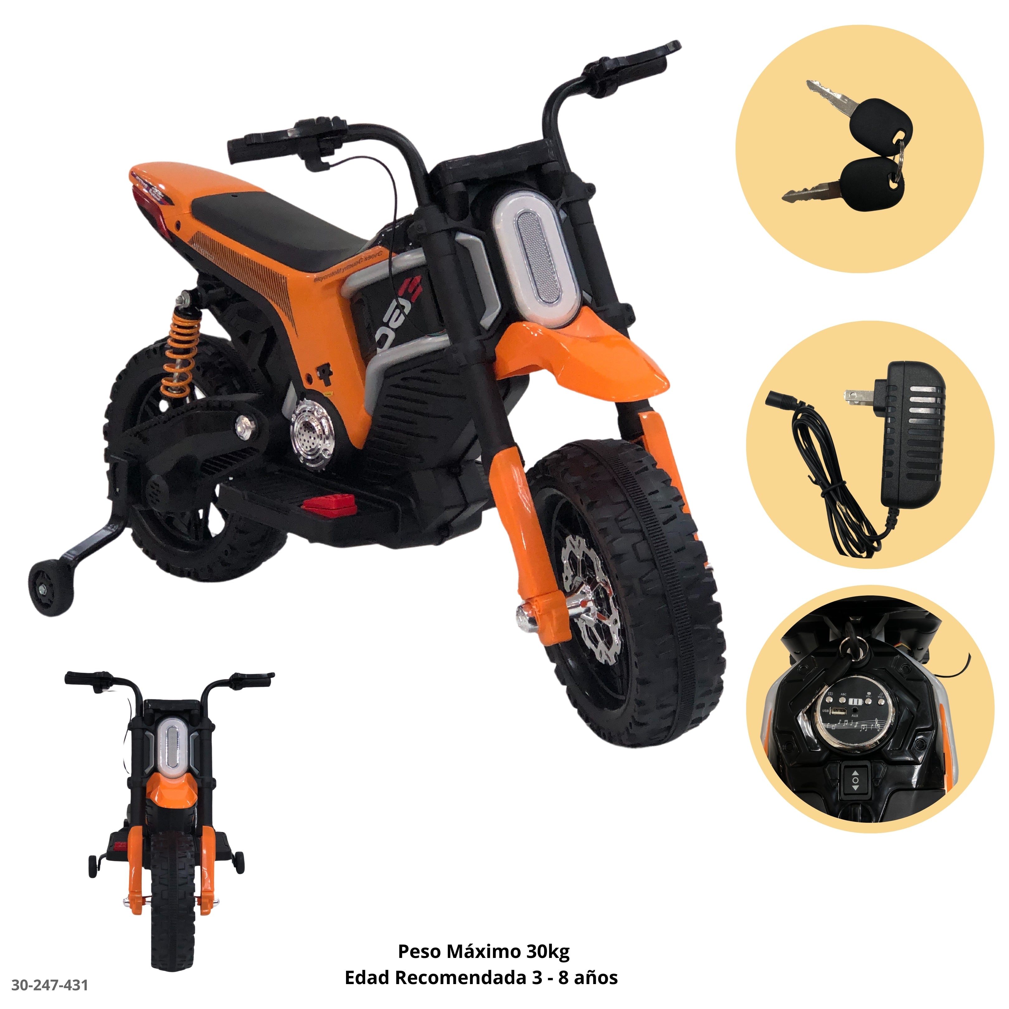 MOTO NARANJA PARA NIÑOS