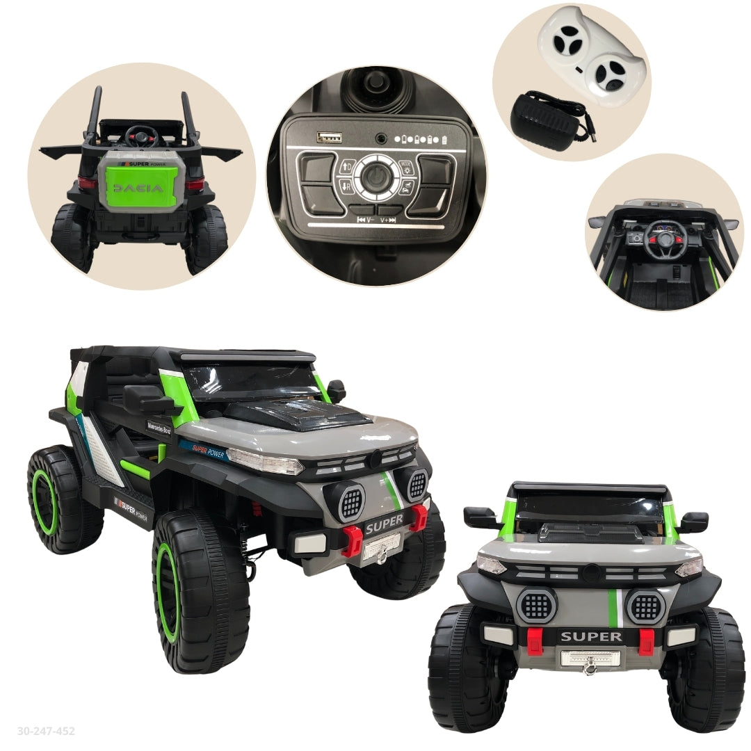 CARRO GRIS CON VERDE