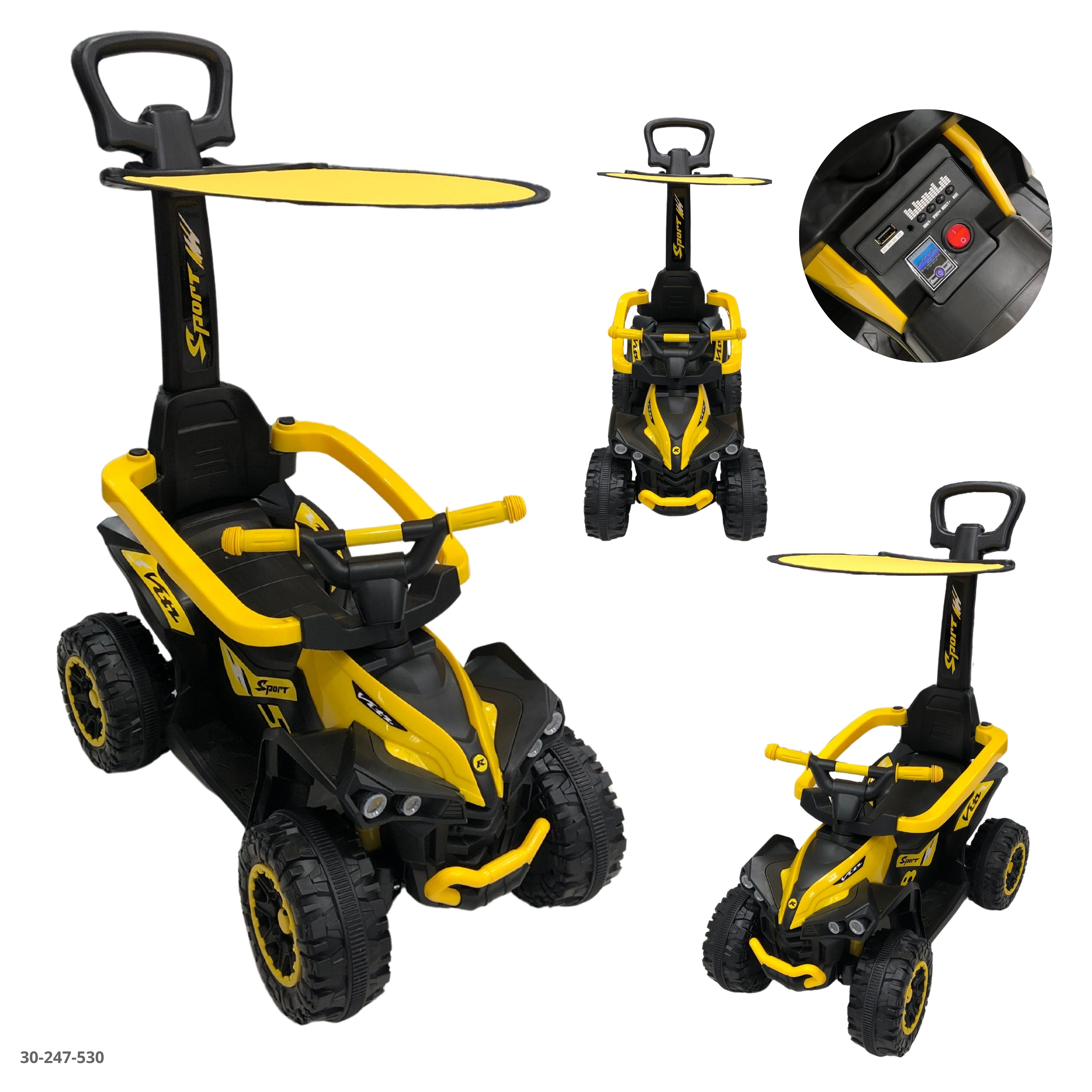 MOTO AMARILLA CON TECHO PARA NIÑOS