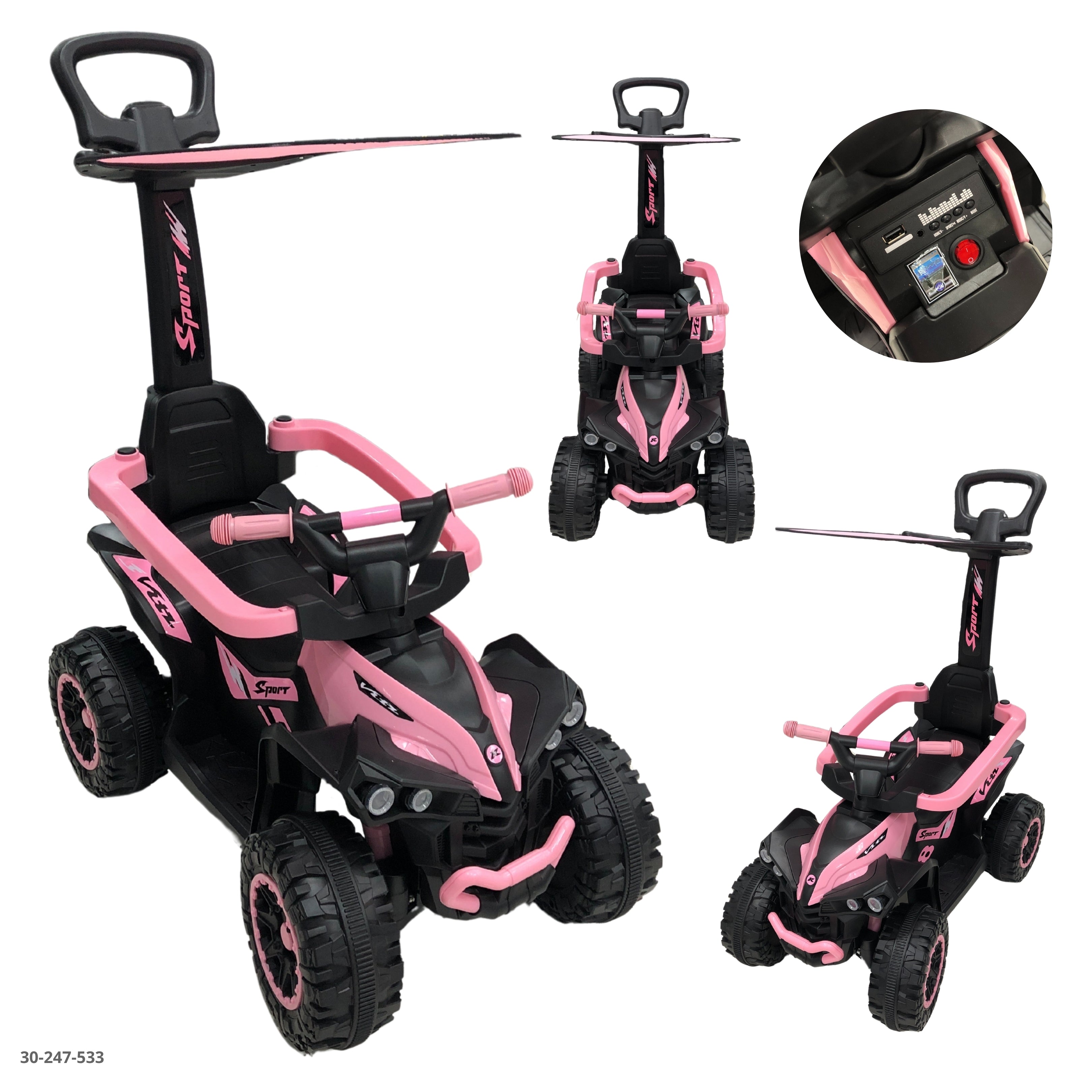 MOTO ROSA CON TECHO PARA NIÑAS