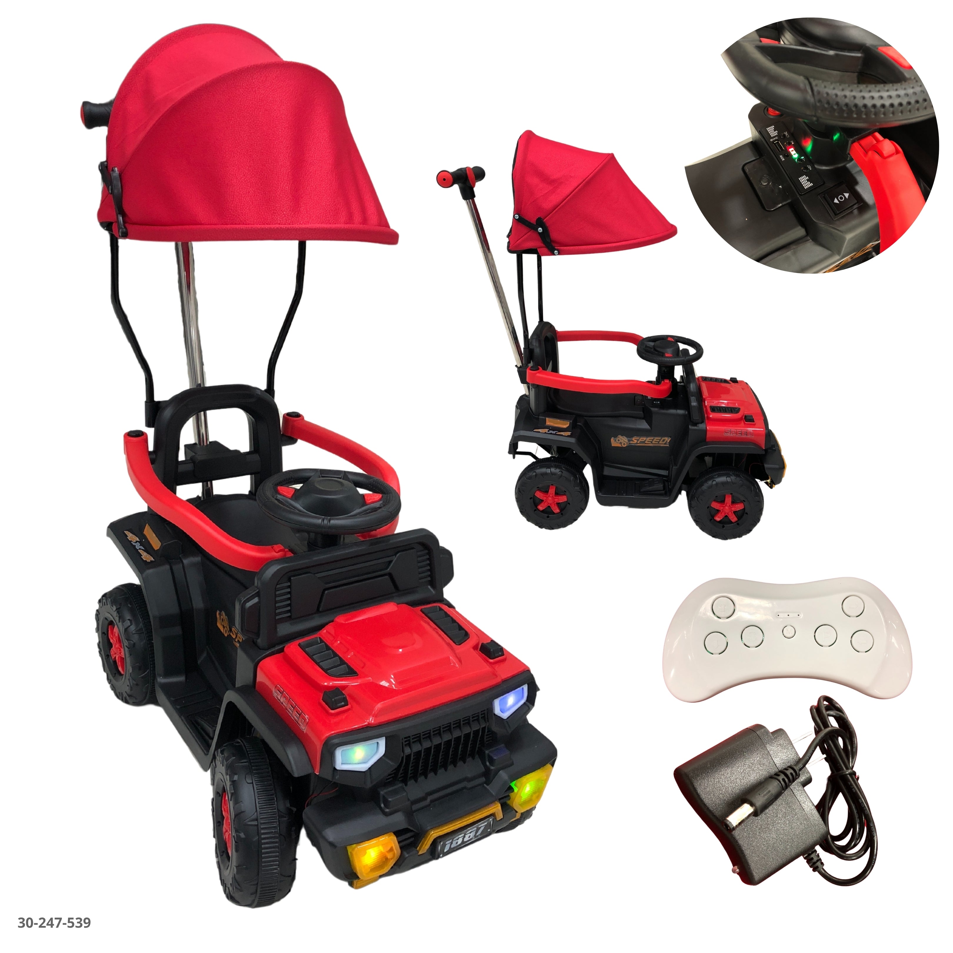 MOTO ROJA CON TECHO PARA NIÑOS