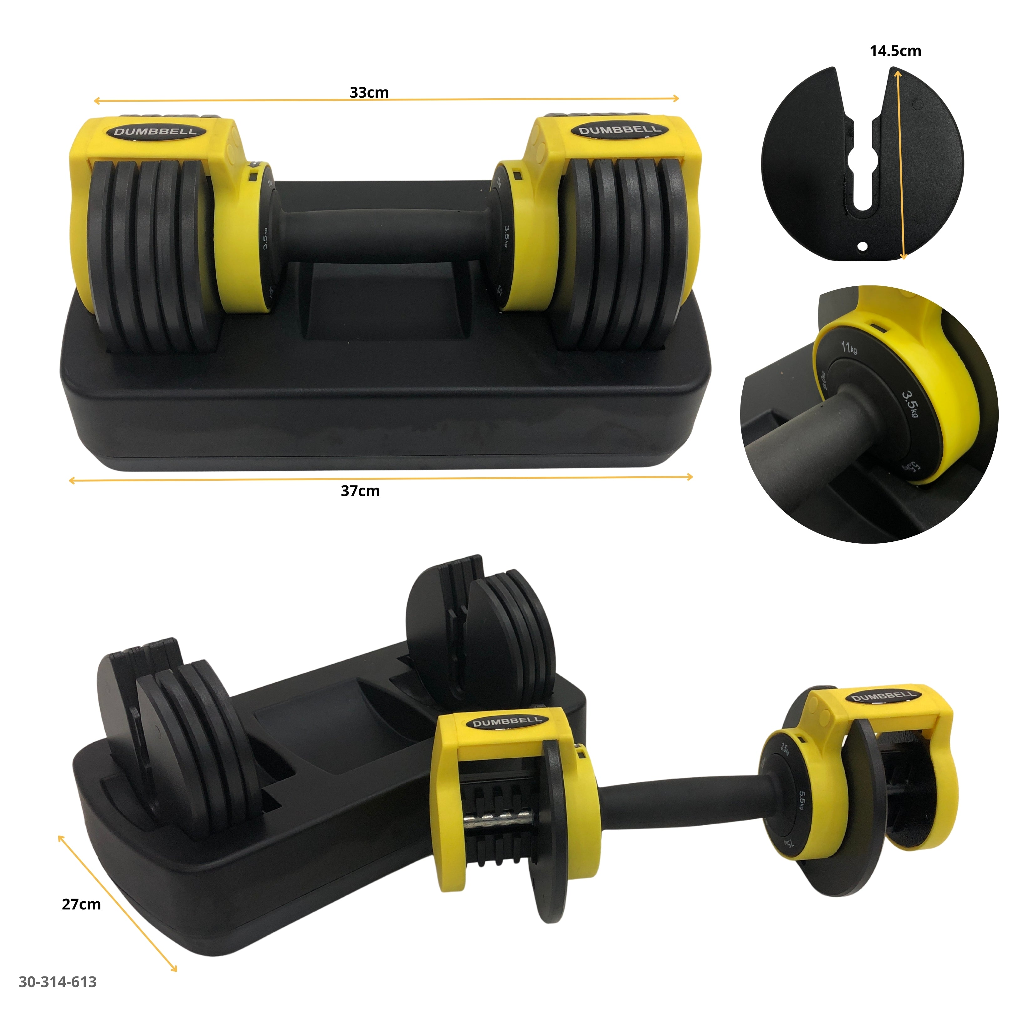 MANCUERNA AJUSTABLE AMARILLA DE 3.5KG A 11KG