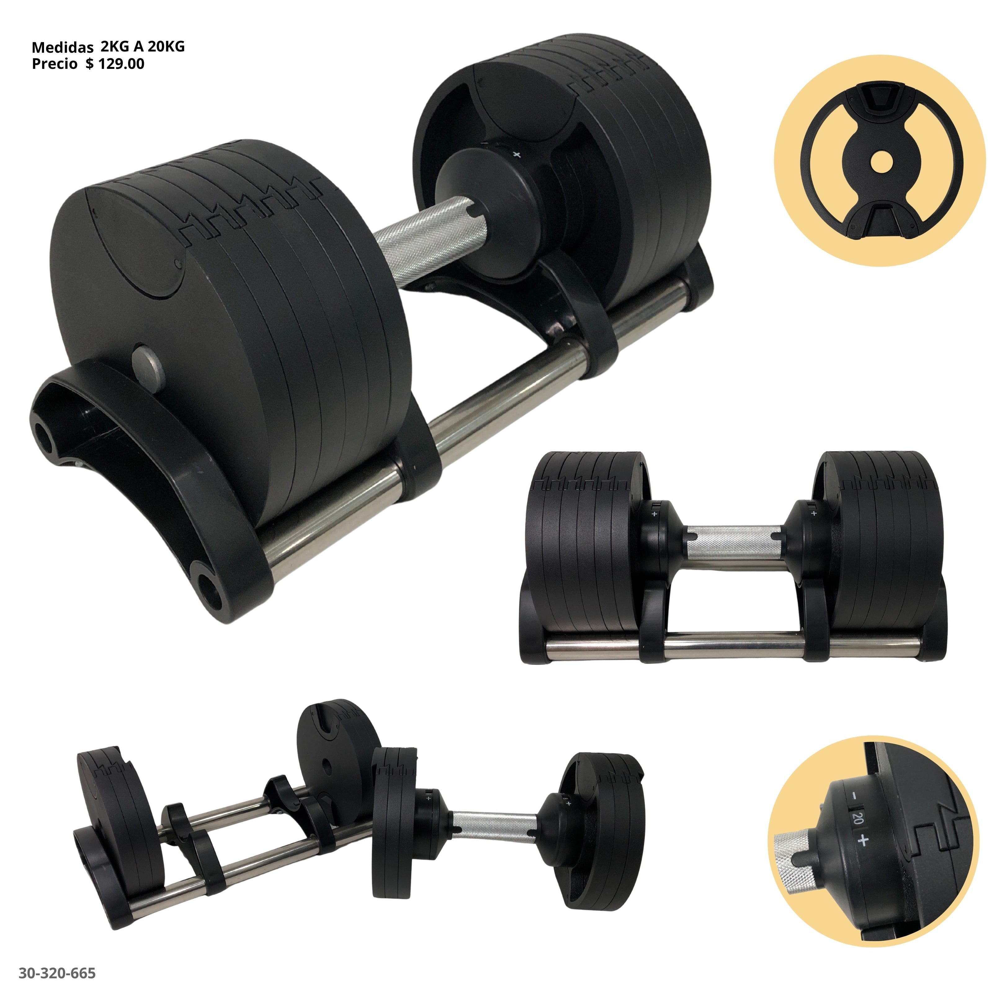 MANCUERNA AJUSTABLE DE 2KG A 20KG