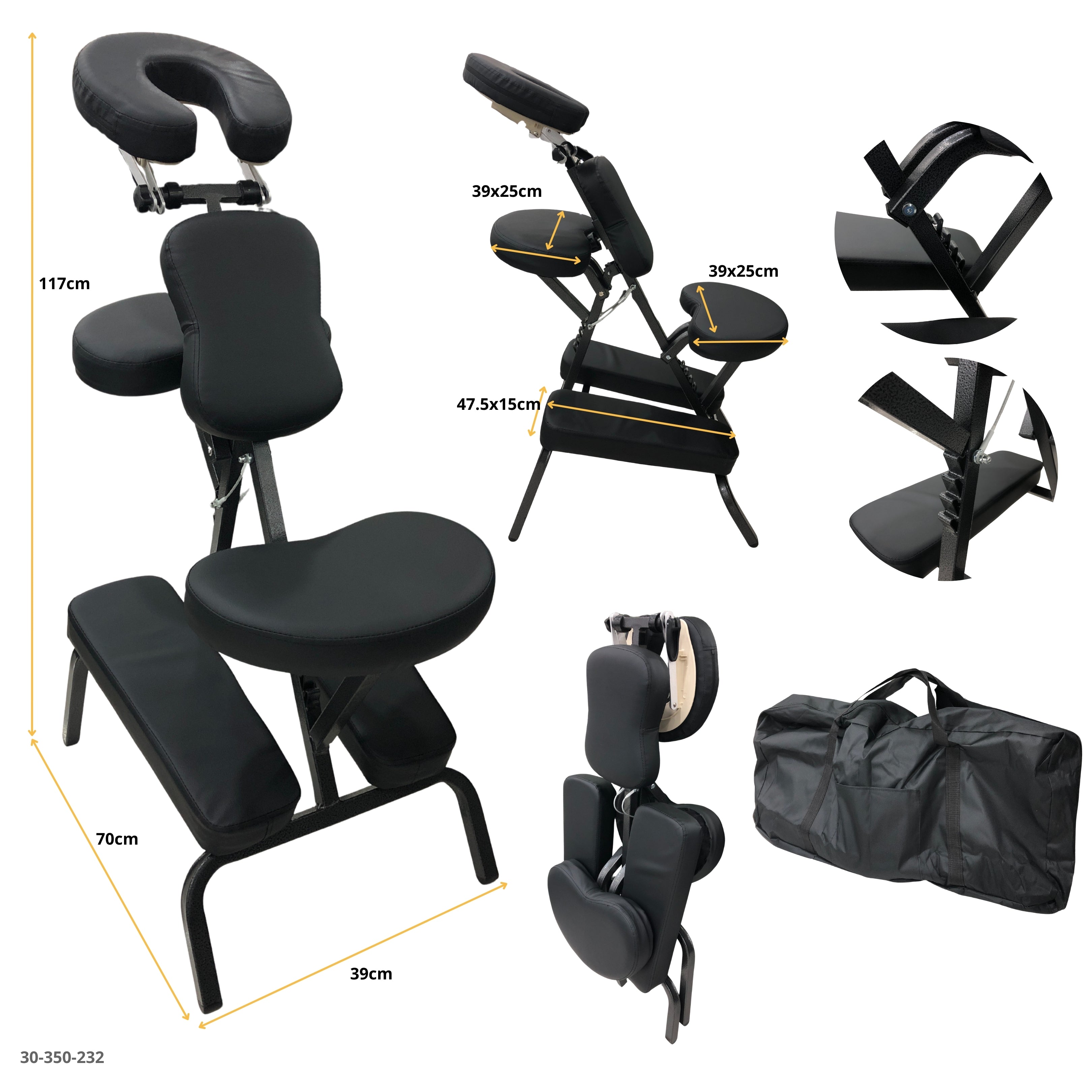 SILLA PLEGABLE NEGRA PARA MASAJE